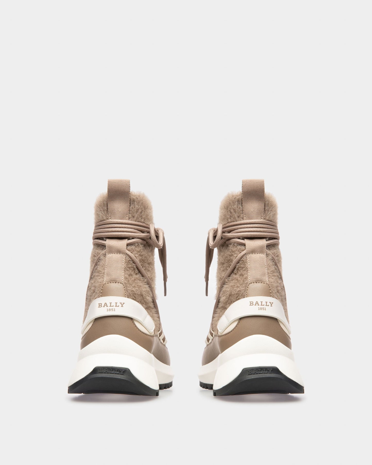 Dalyla Cashmere & Leather Boots In Taupe & Bone