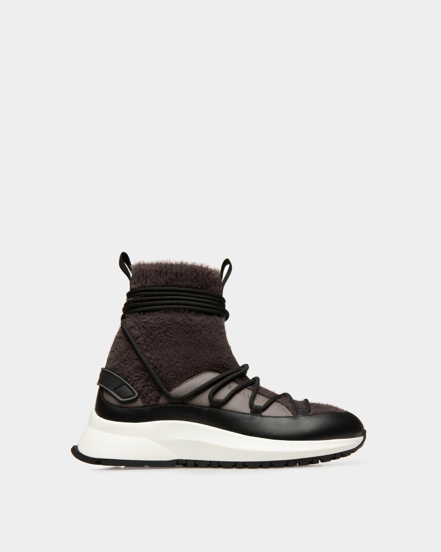 Dalyla Cashmere Fabric & Leather Boots In Grey & Black