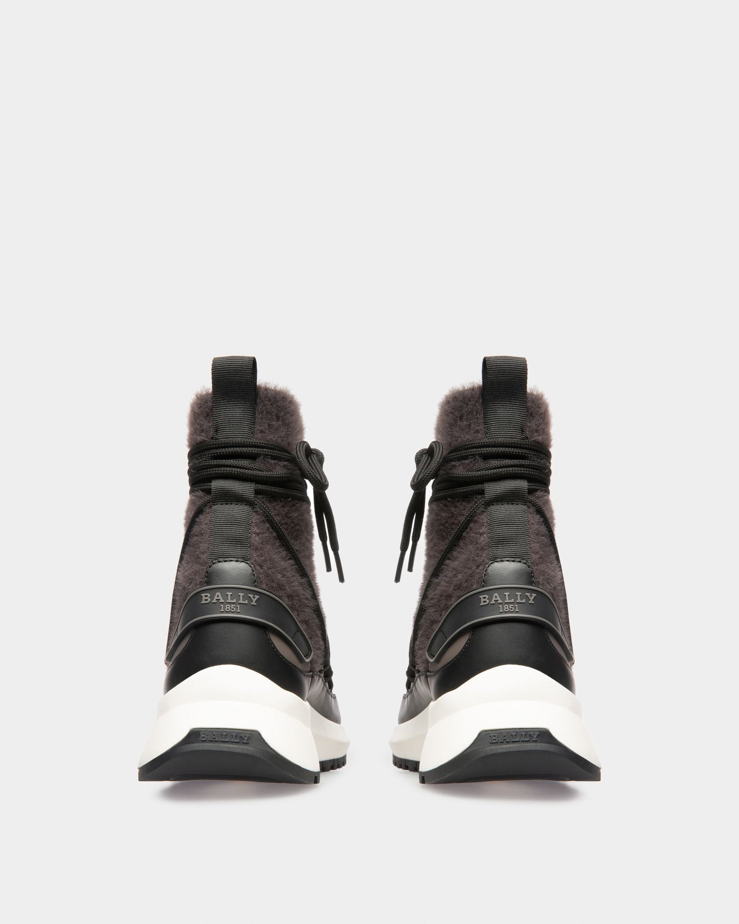 Dalyla Cashmere Fabric & Leather Boots In Grey & Black