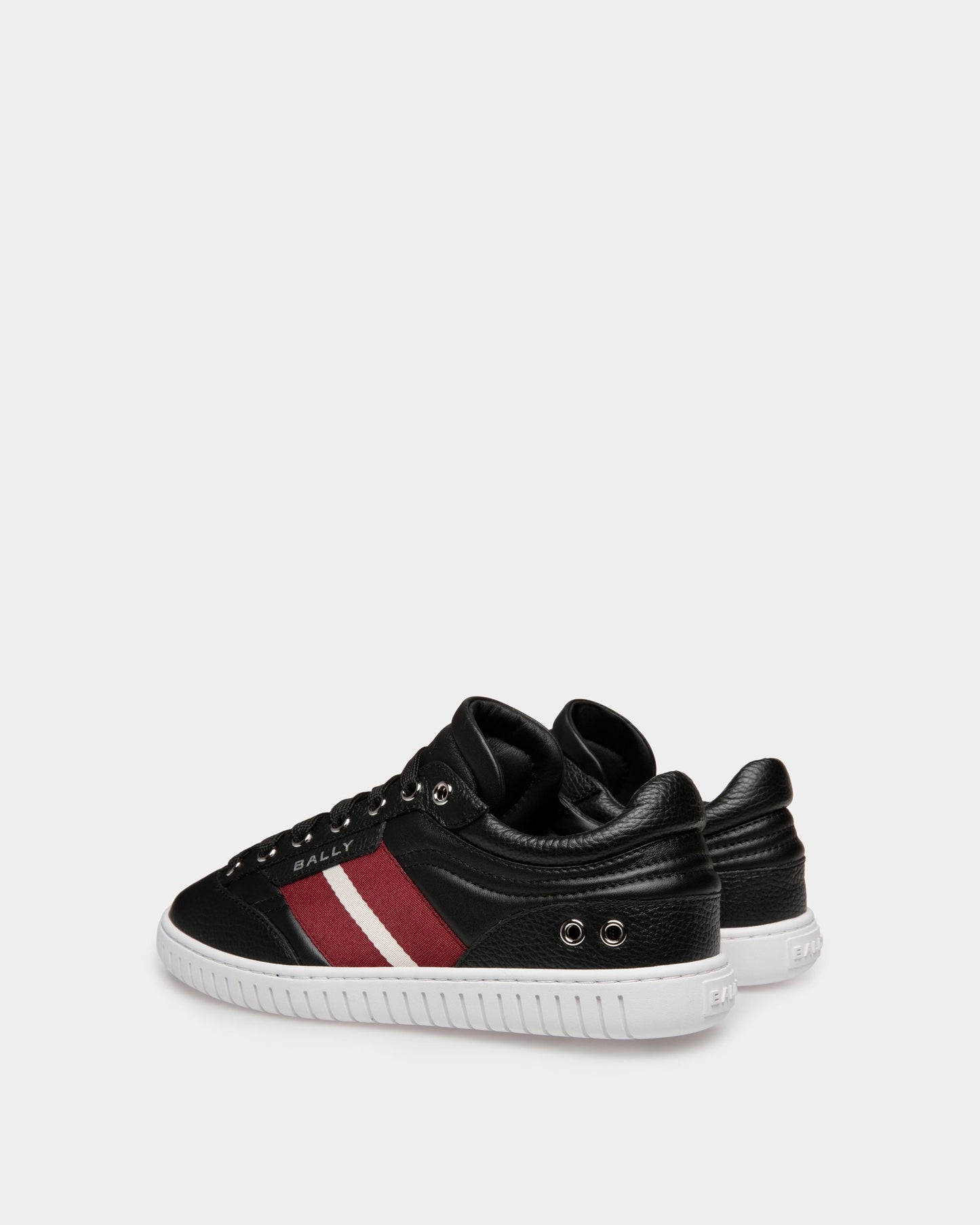 Women's Player Sneaker In Black Leather | Bally | Still Life 3/4 Back