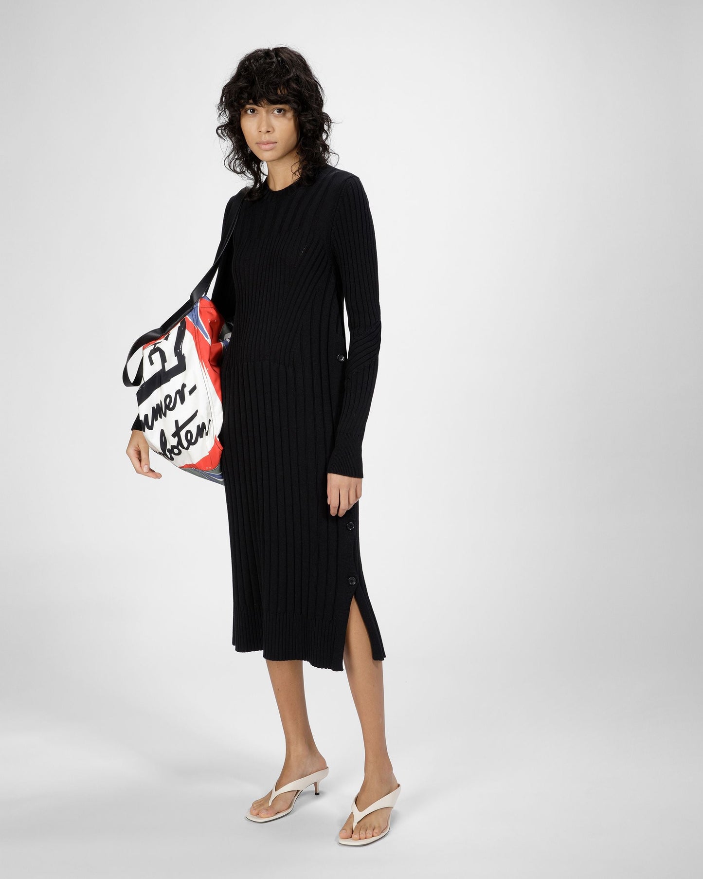 Cotton Silk Mix Dress In Black