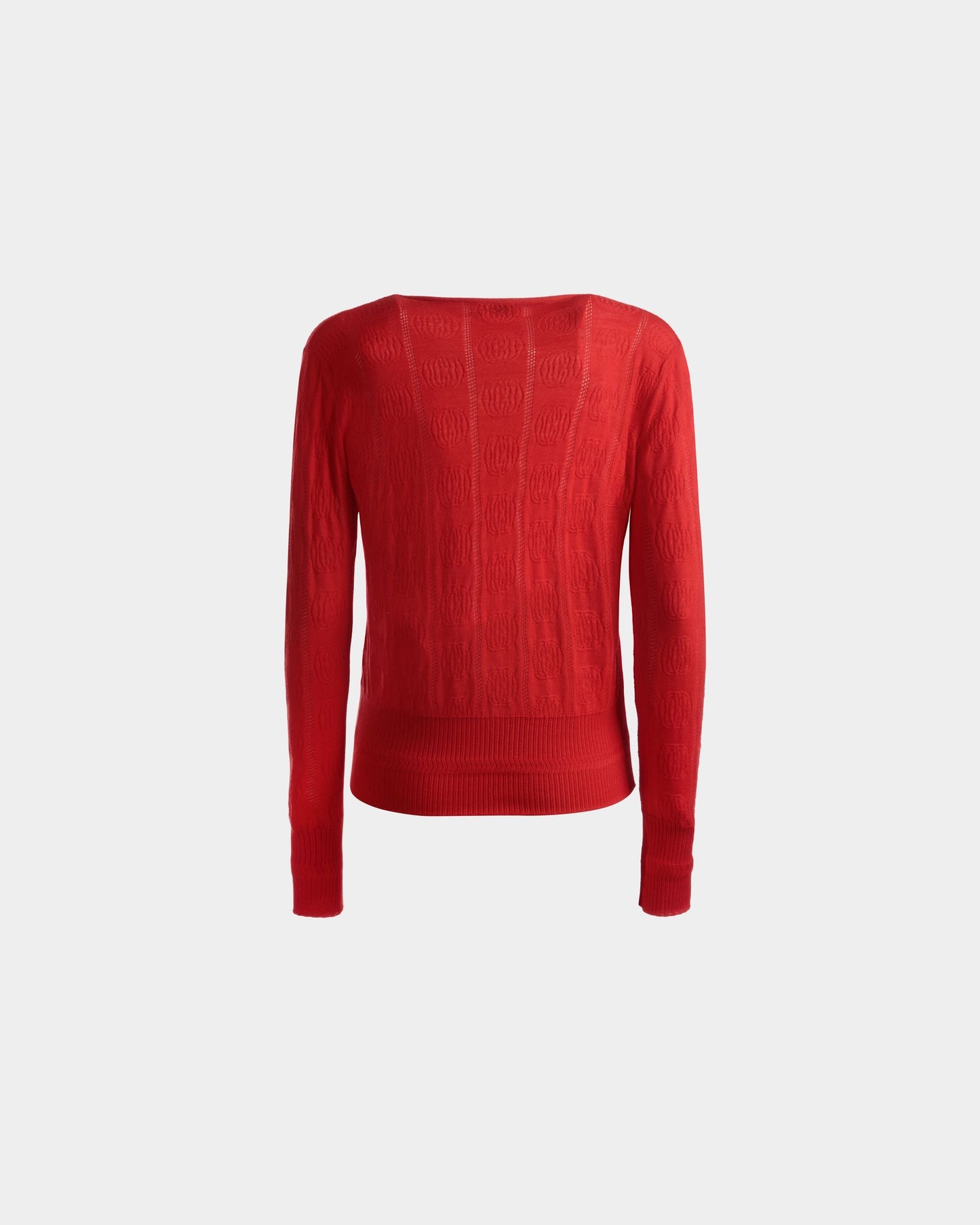 Knit Detail Cardigan | Women's Cardigan | Deep Ruby Wool | Bally | Still Life Back
