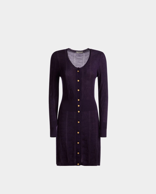 Knit Detail Dress In Orchid Wool