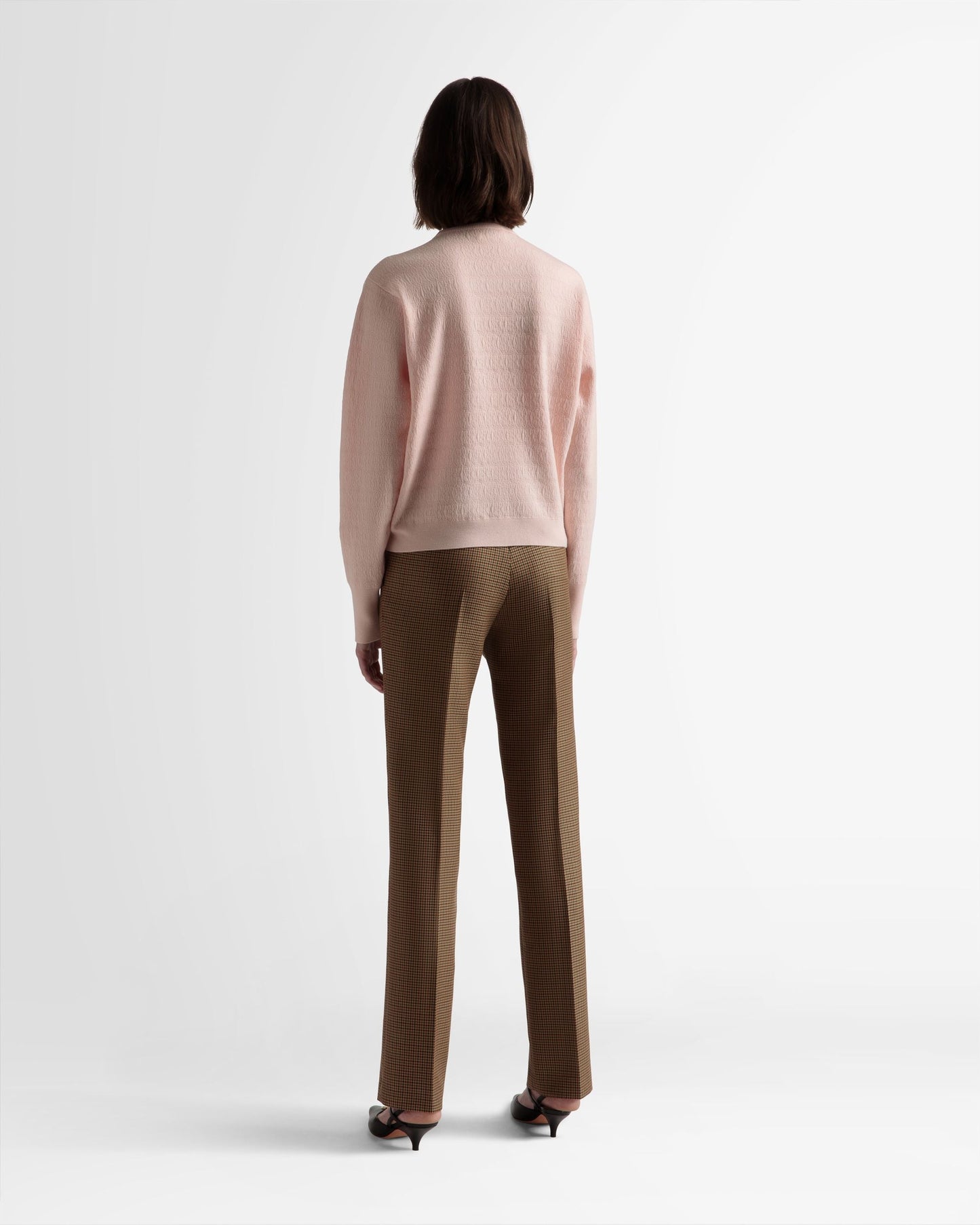 Crew Neck Sweater | Women's Sweater | Dusty Petal Wool | Bally | On Model Back