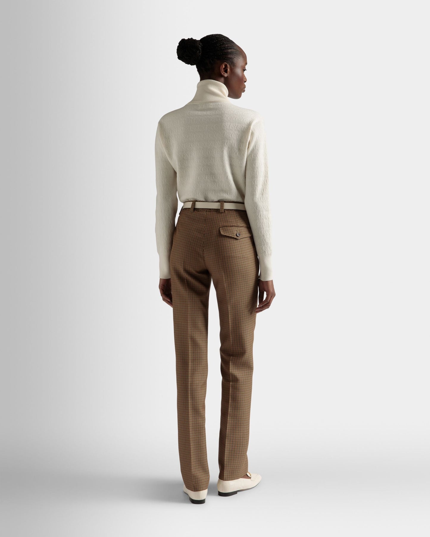 Roll Neck Sweater | Women's Sweater | Bone Wool | Bally | On Model Back