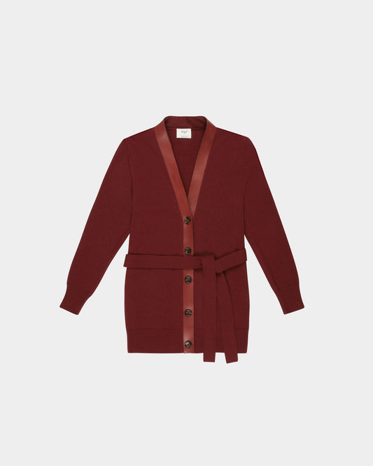 Wool Cardigan In Heritage Red