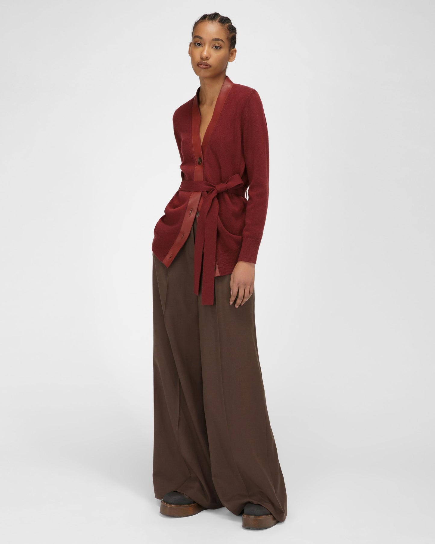 Wool Cardigan In Heritage Red