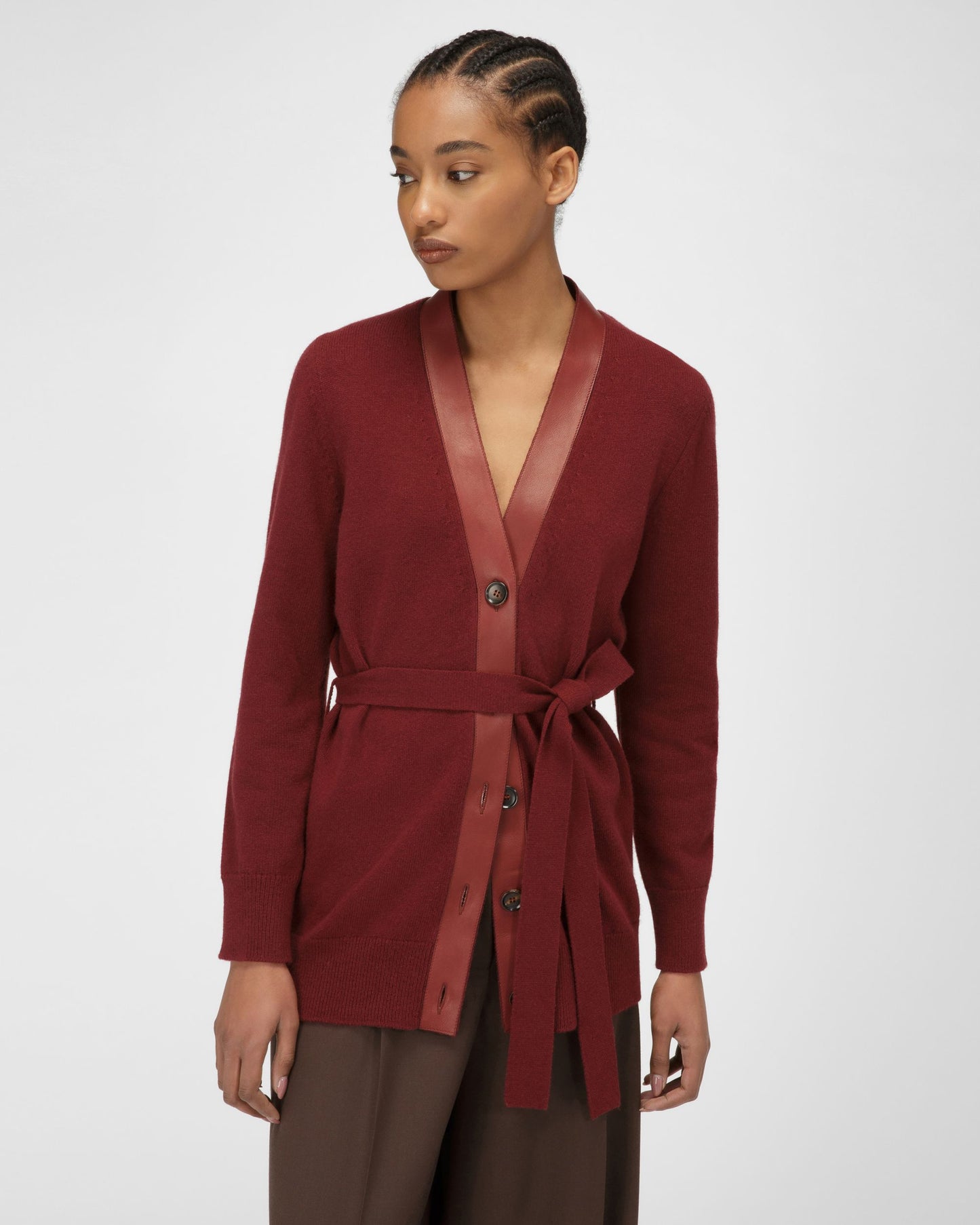 Wool Cardigan In Heritage Red