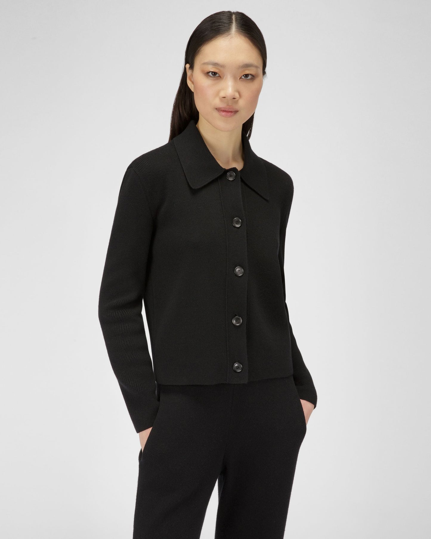 Wool And Silk Cardigan In Black