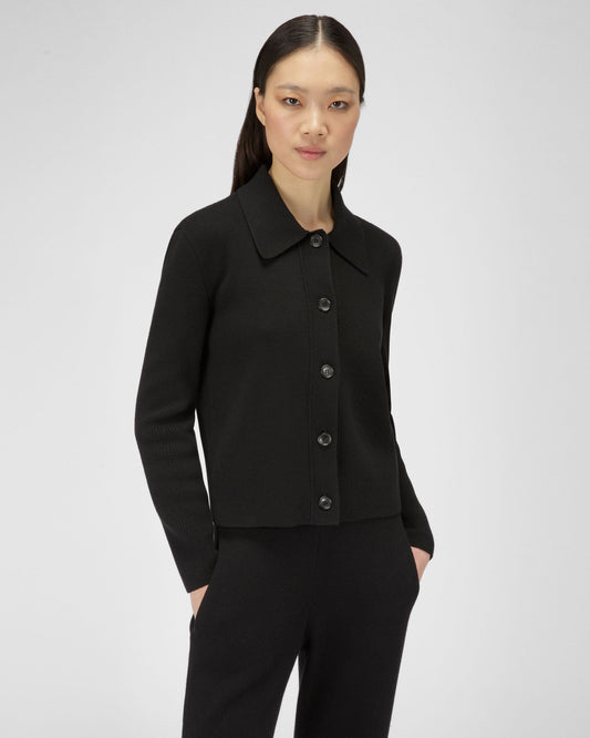 Wool And Silk Cardigan In Black