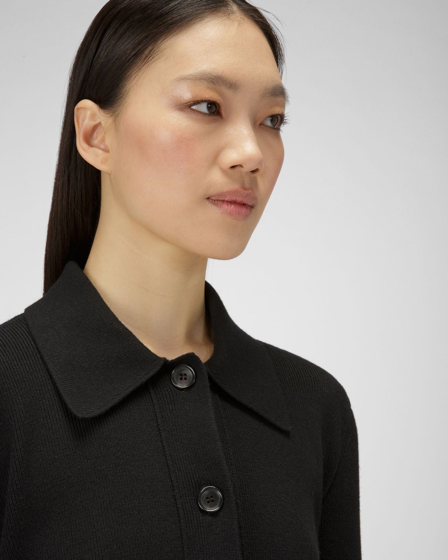 Wool And Silk Cardigan In Black
