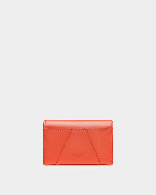 Annye Leather Business Card Holder In Orange