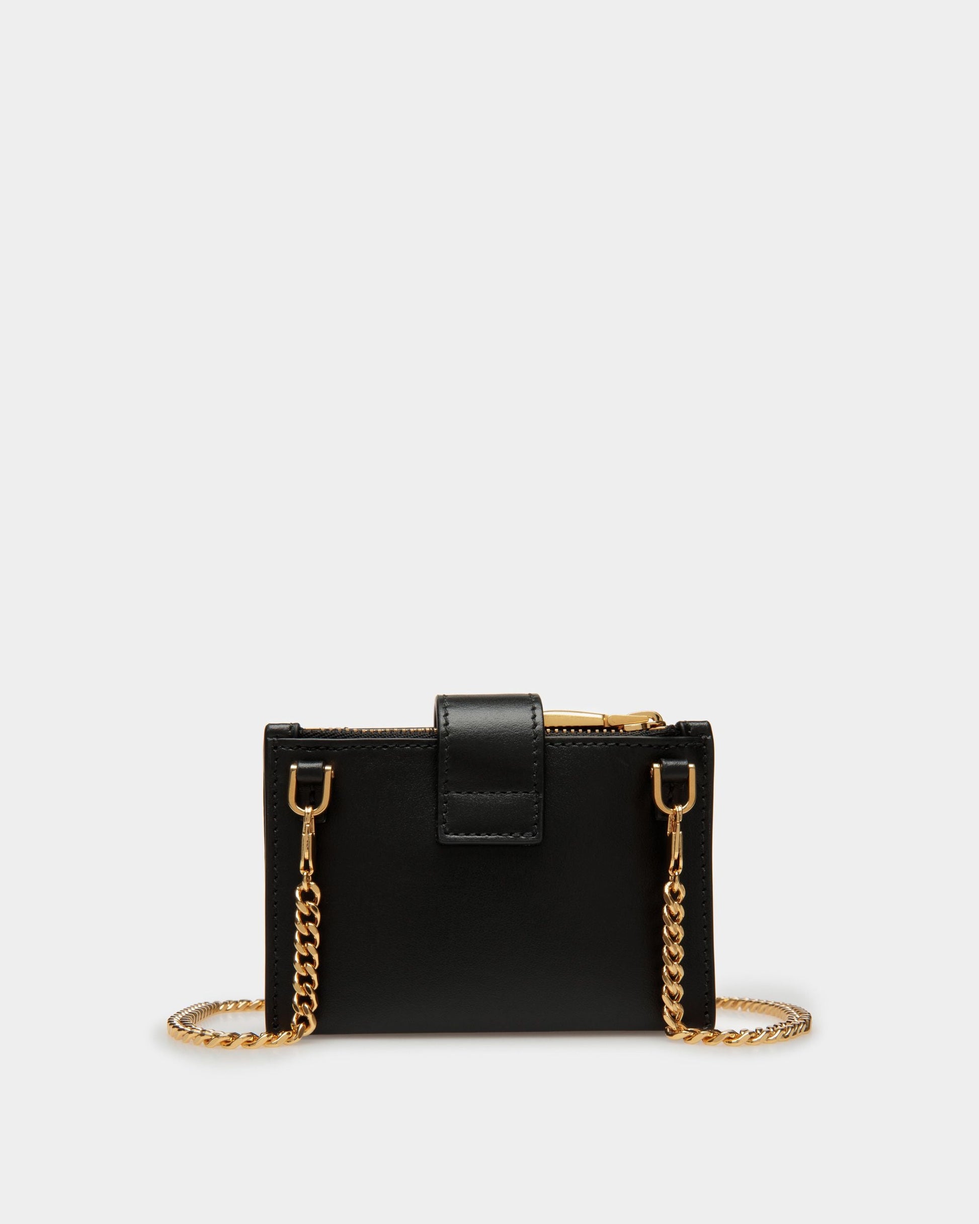 Emblem Card Holder | Women's Card Holder | Black Leather | Bally | Still Life Back