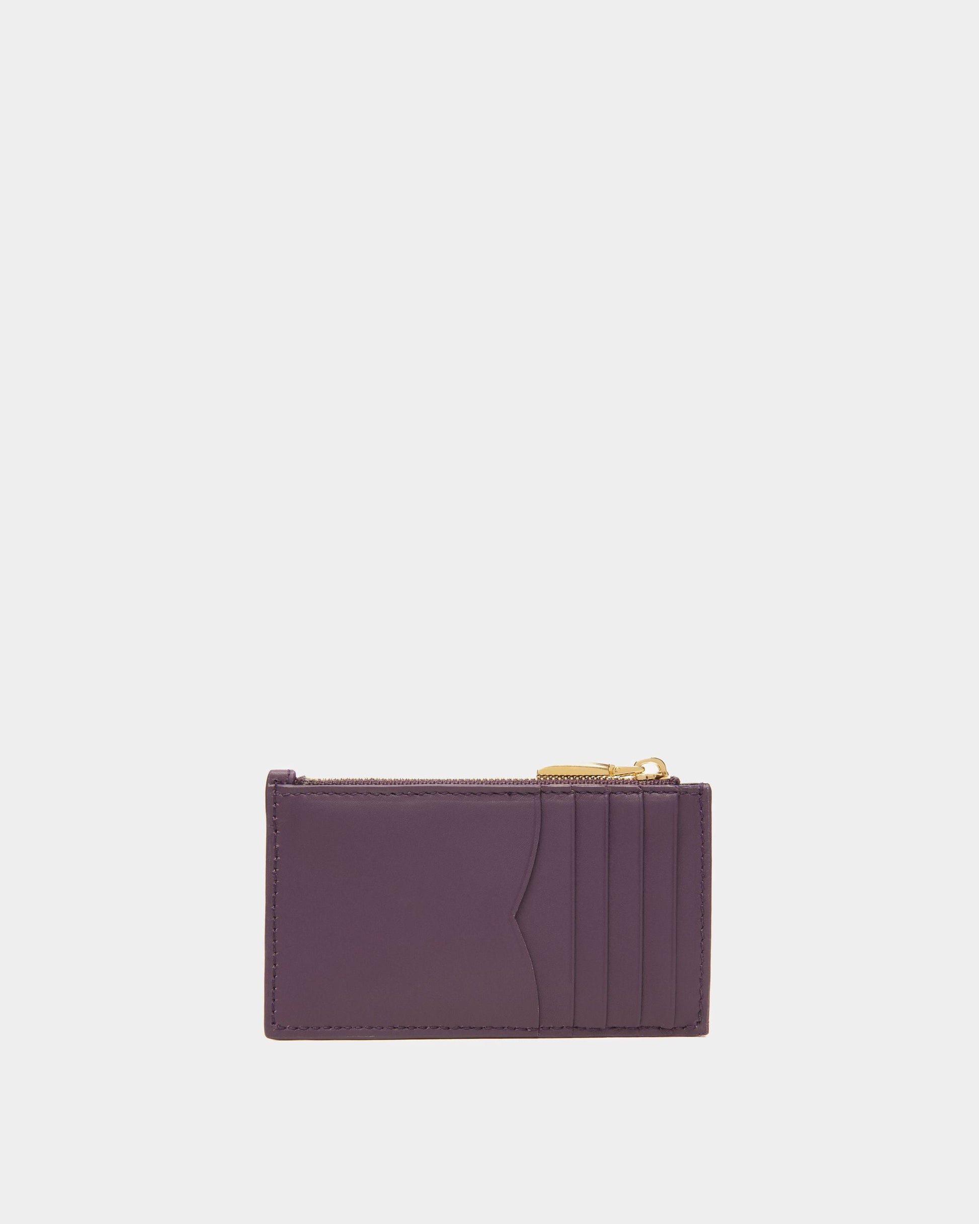 Emblem Zipped | Women's Business Card Holder | Orchid Leather | Bally | Still Life Back