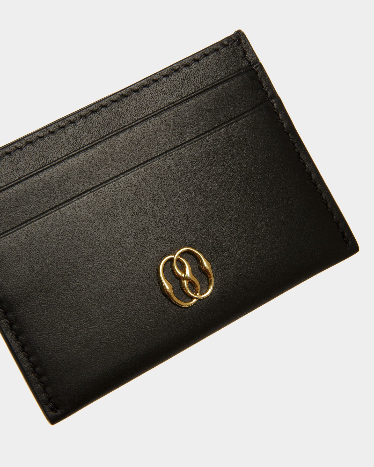 Emblem Card Holder | Women's Card Holder | Black Leather | Bally | Still Life Detail