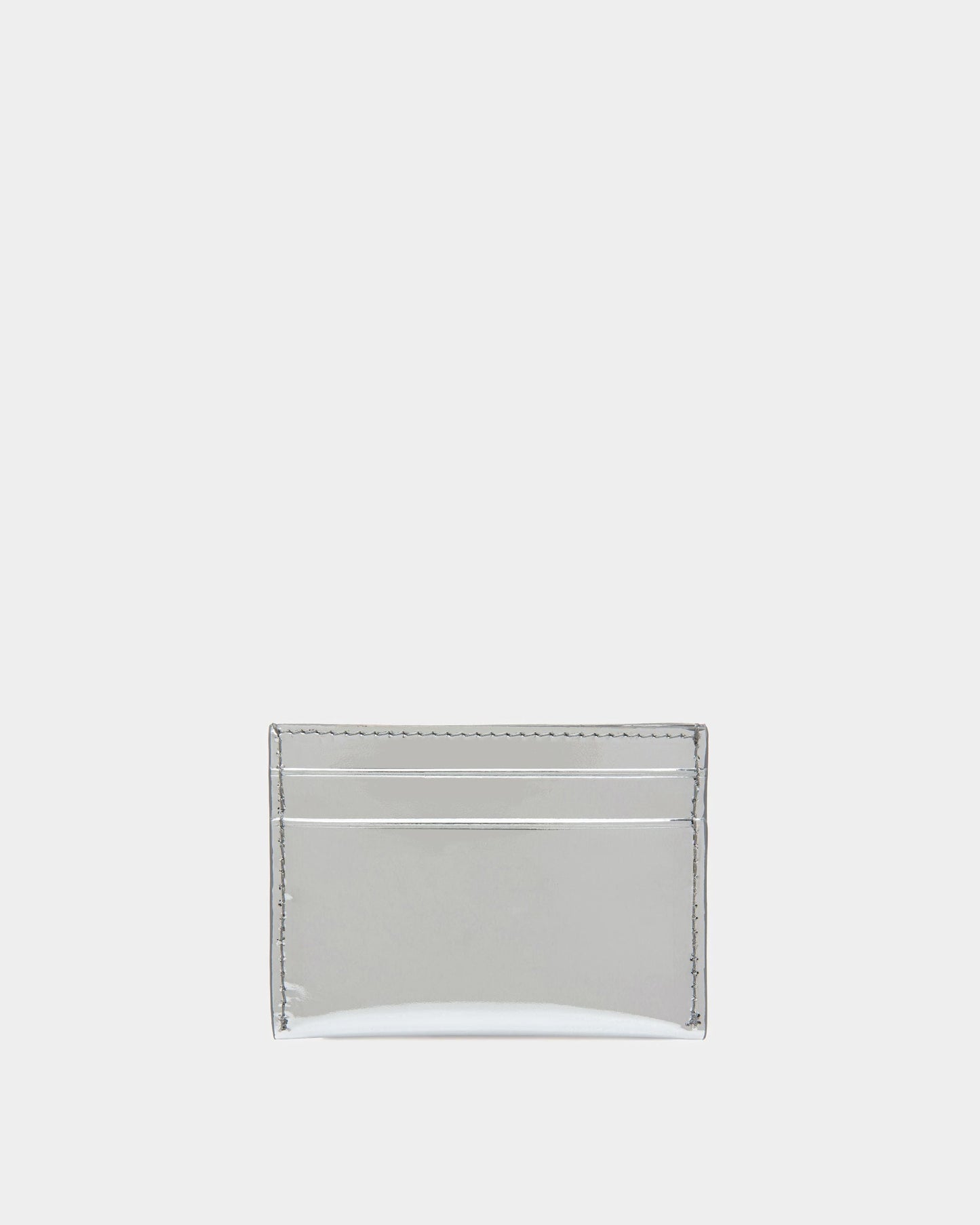 Emblem | Women's Business Card Holder | Silver Leather | Bally | Still Life Back