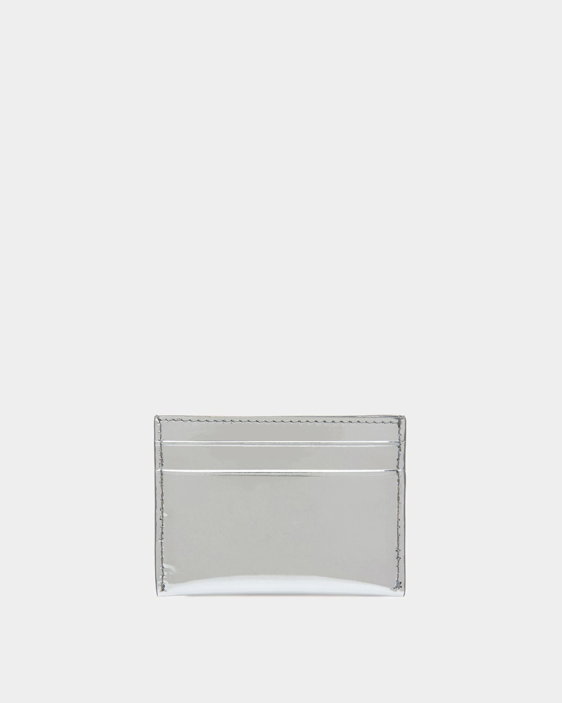 Emblem | Women's Business Card Holder | Silver Leather | Bally | Still Life Back