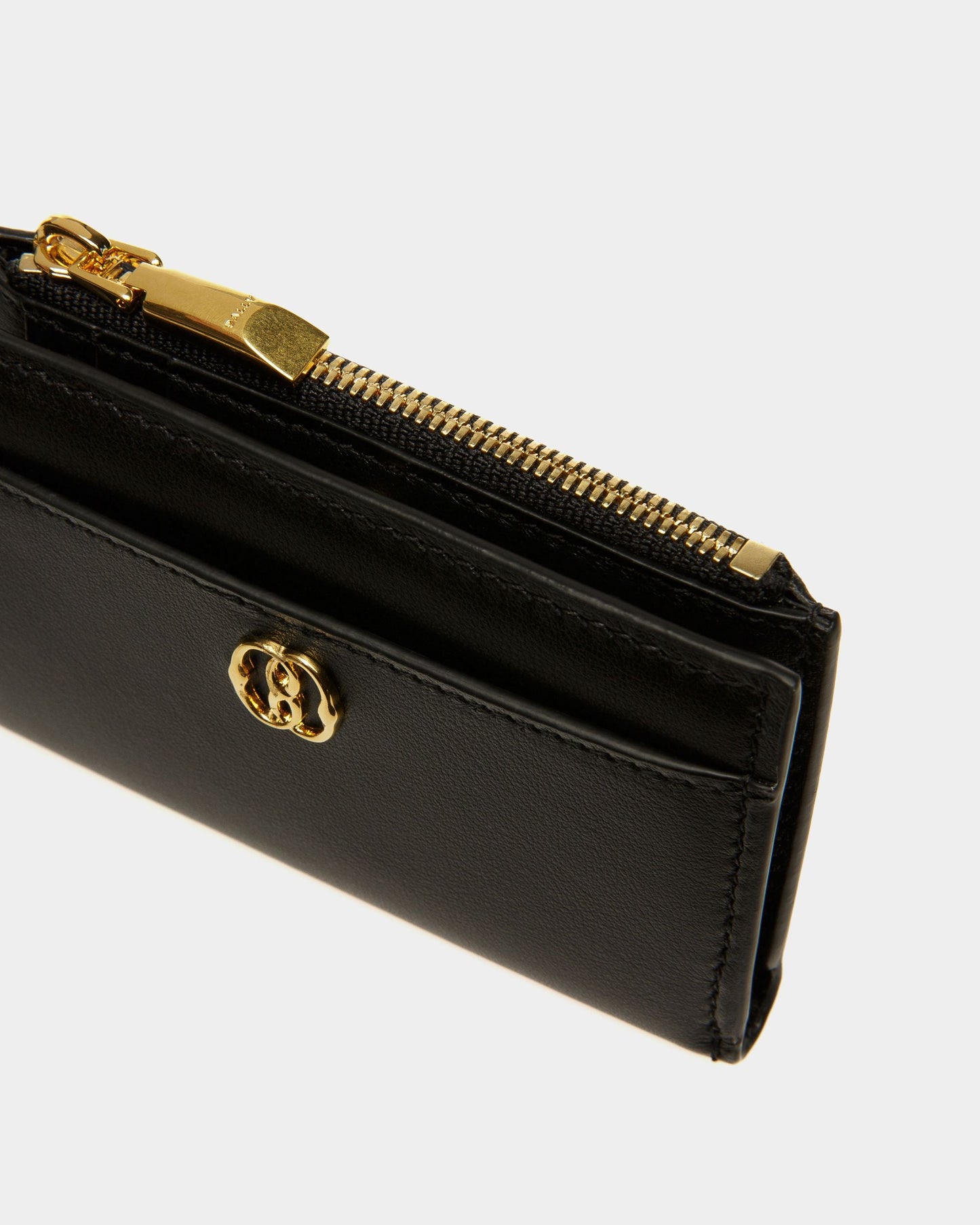 Emblem Wallet | Women's Wallet | Black Leather | Bally | Still Life Detail