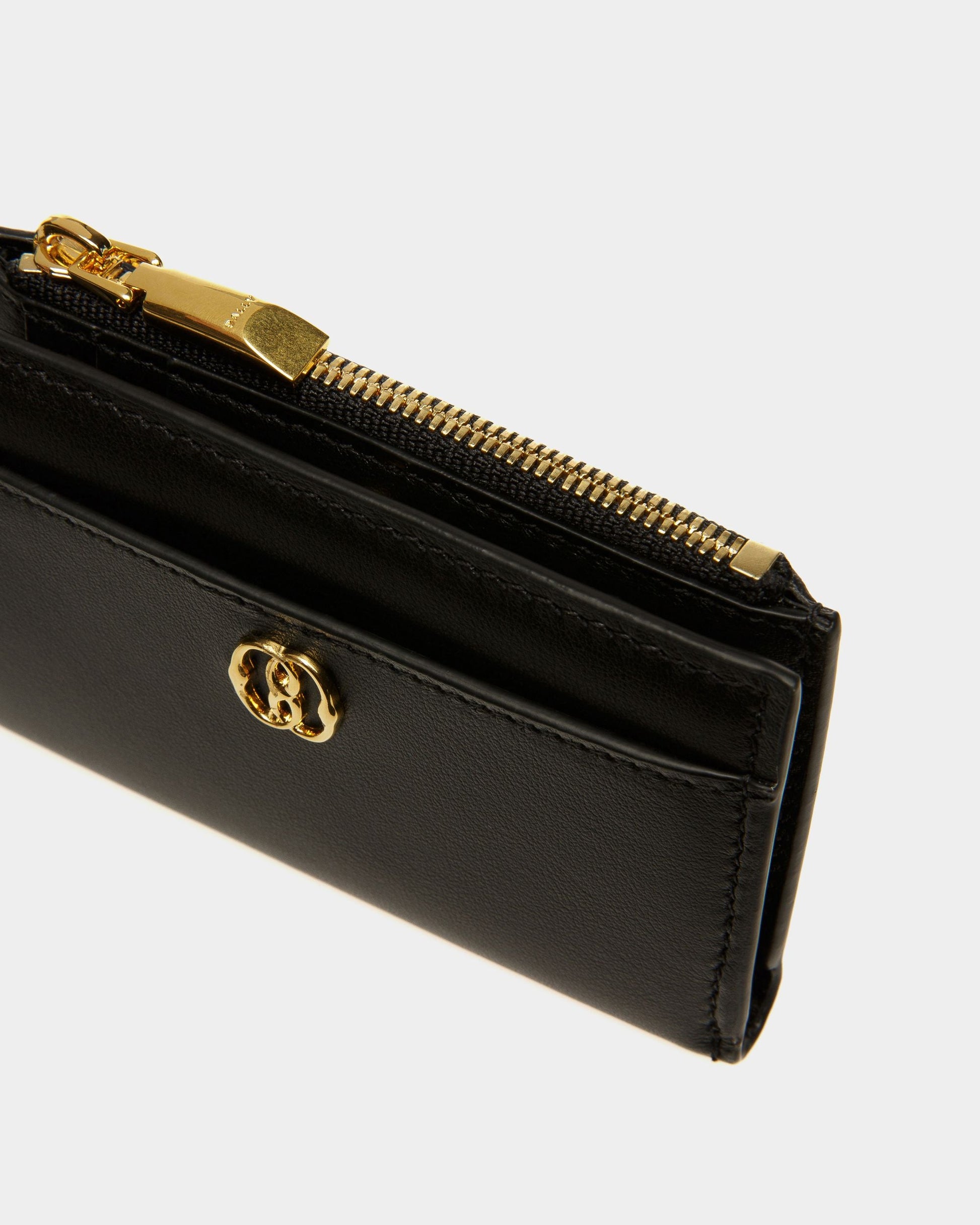 Emblem Wallet | Women's Wallet | Black Leather | Bally | Still Life Detail