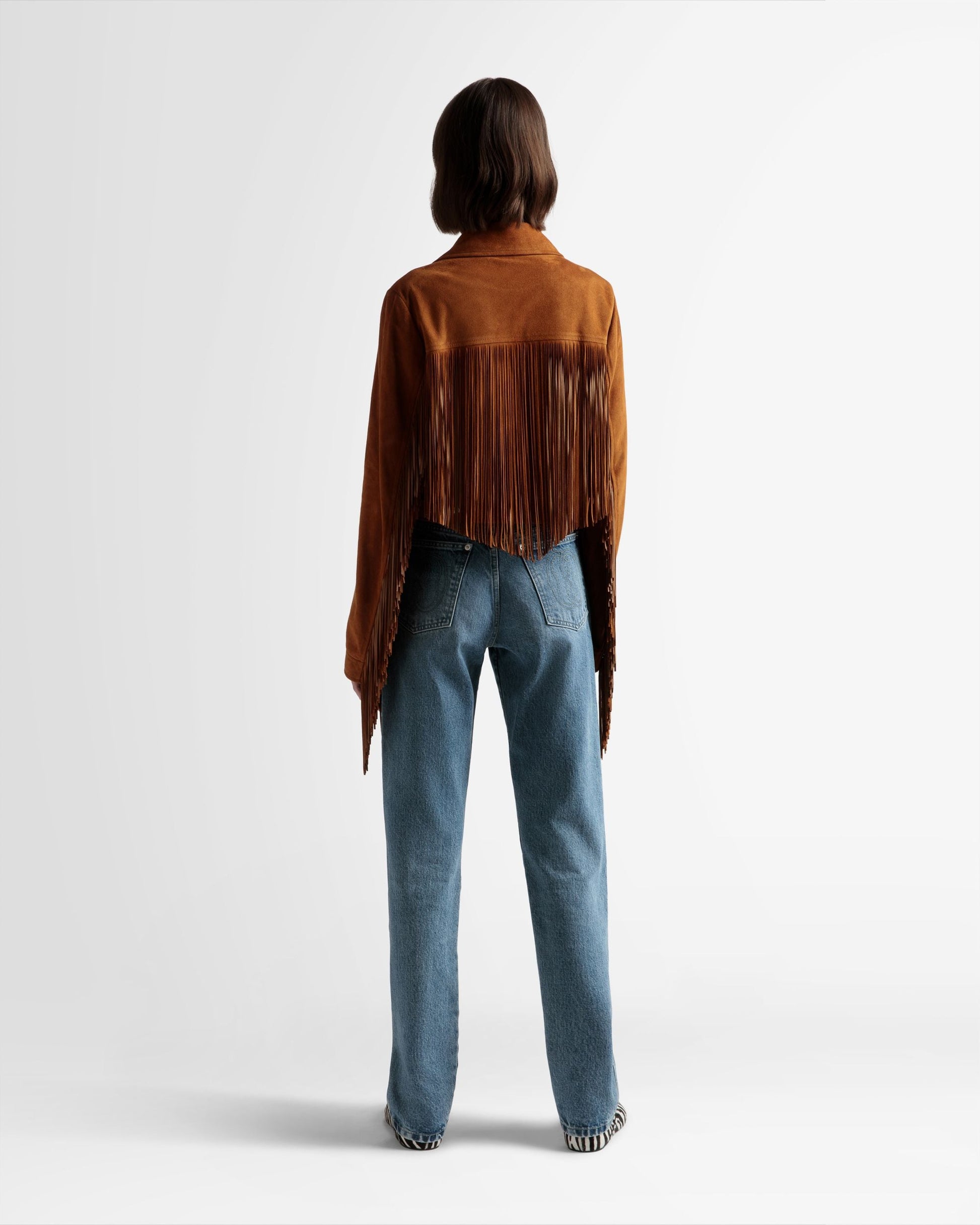 Tasseled Jacket | Women's Outerwear | Desert Suede | Bally | On Model Back