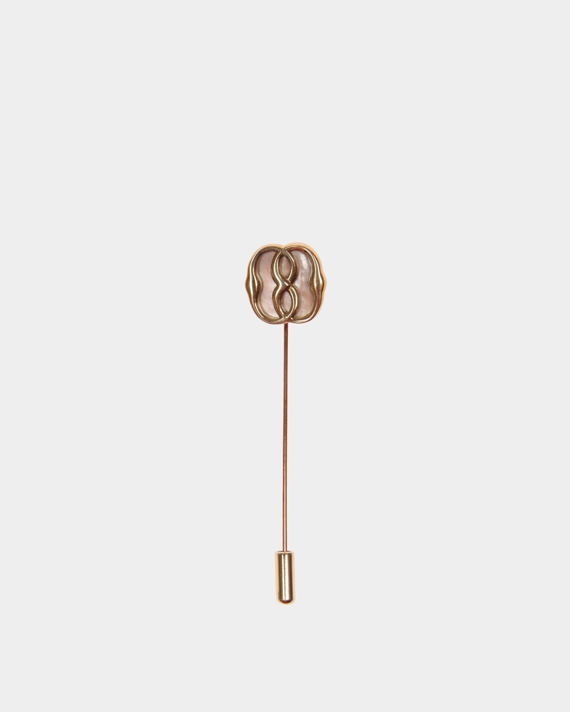 Emblem Pin | Women's Brooch | Hammered Gold | Bally | Still Life Front