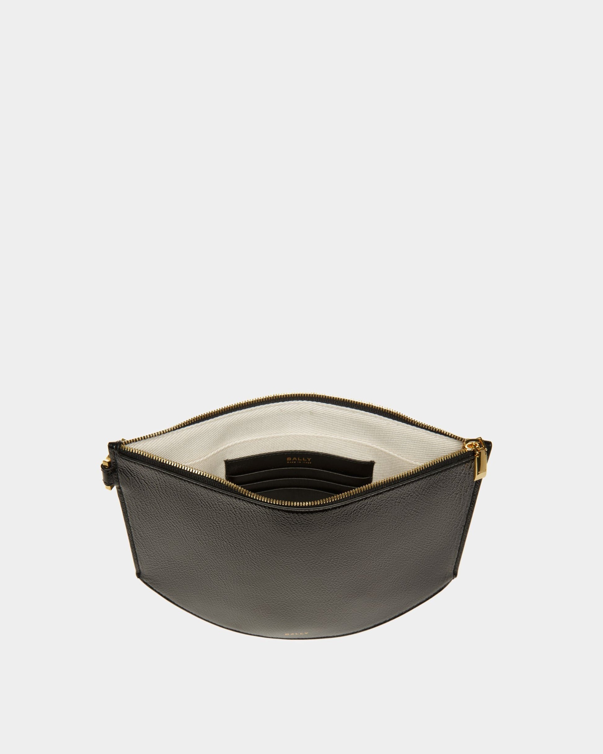 Large Block Pouch | Women's Accessories | Black Leather | Bally | Still Life Open / Inside