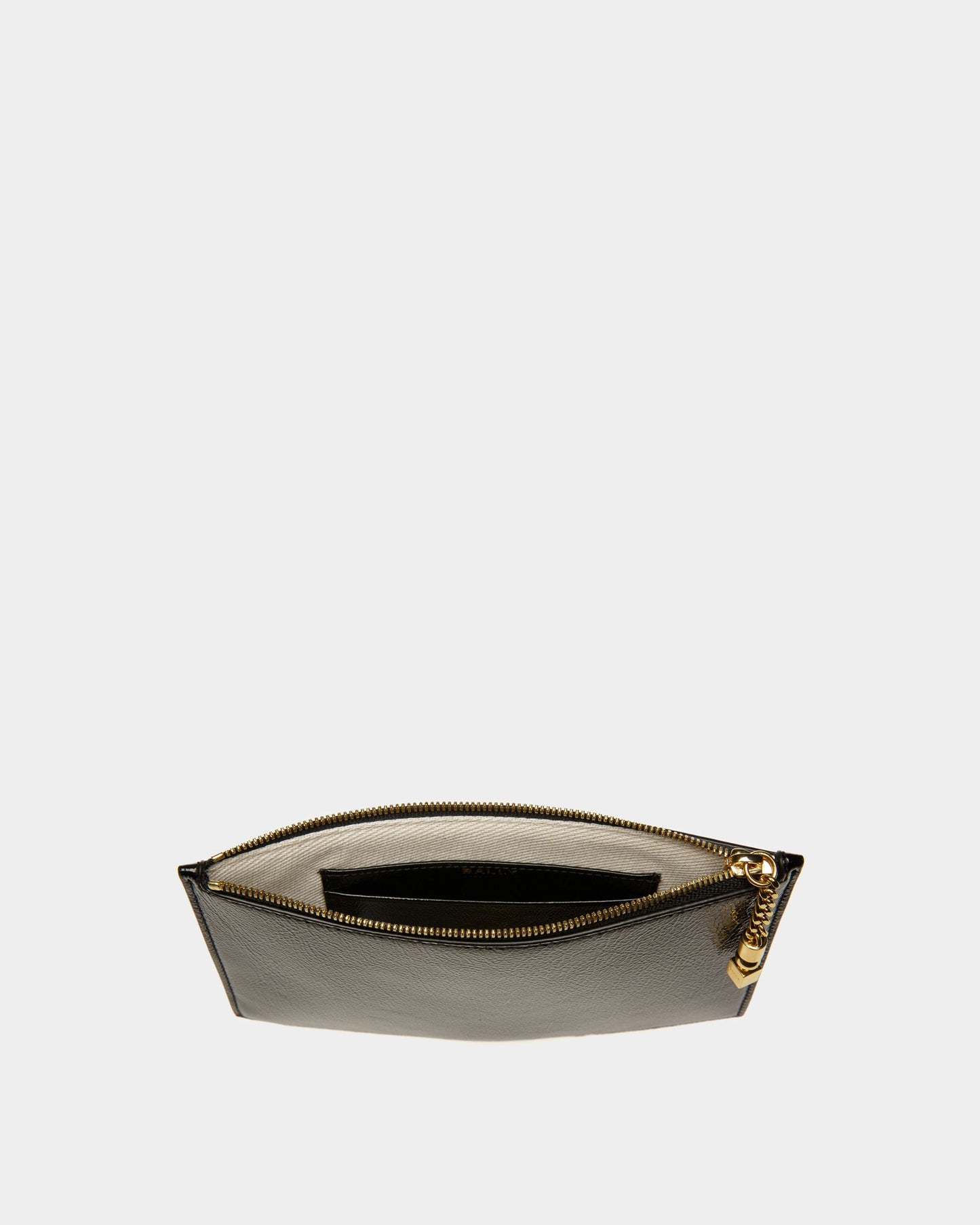 Small Block Pouch | Women's Accessories | Black Leather | Bally | Still Life Open / Inside