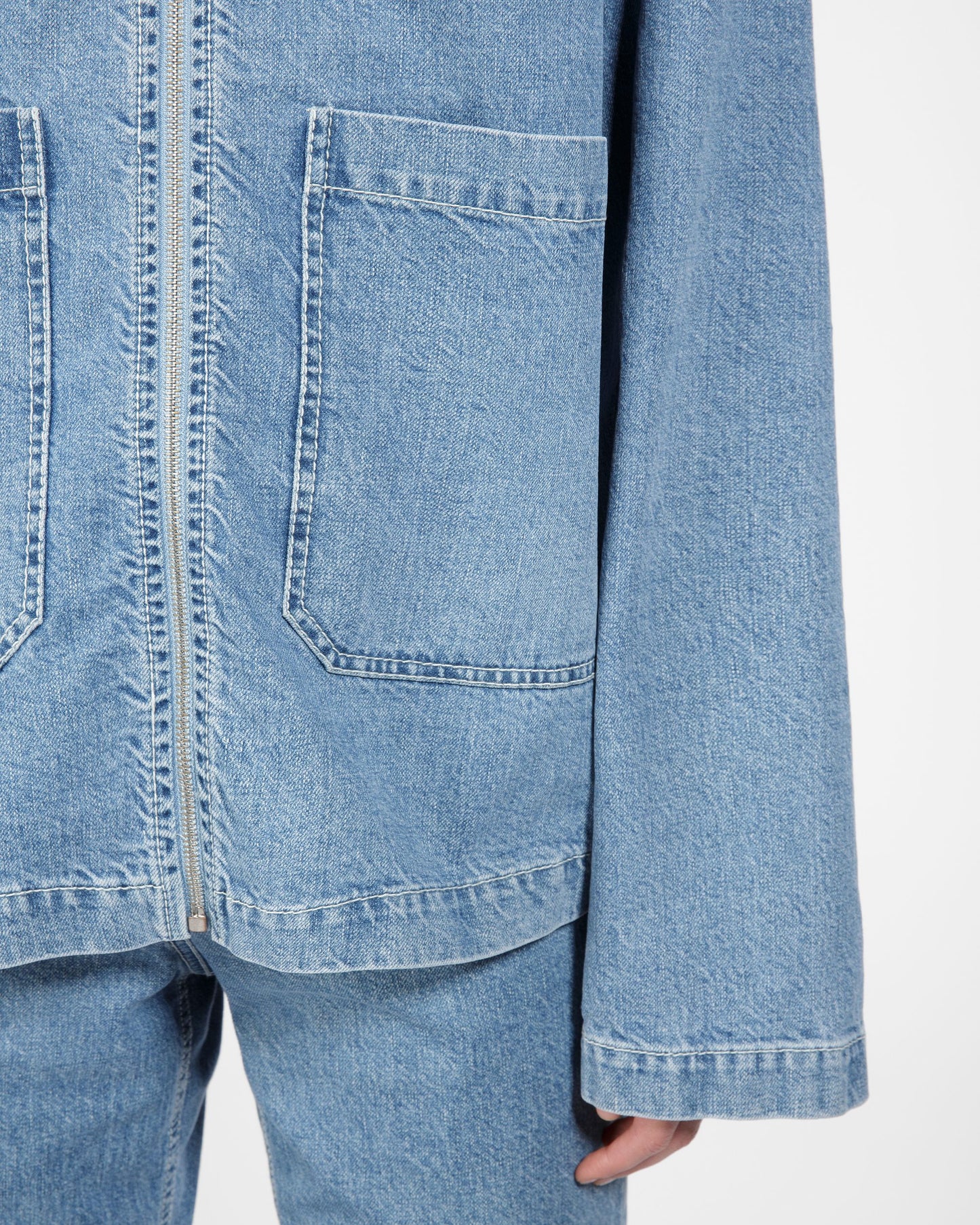 Cotton Denim Jacket In Light Blue
