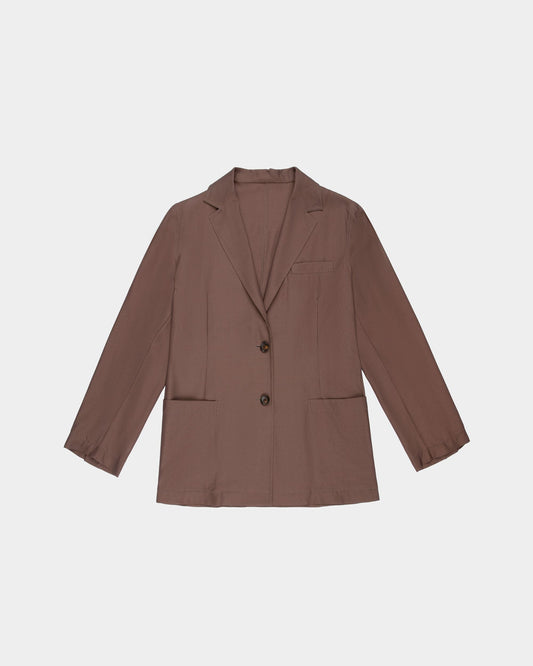 Blazer in Beige Silk and Wool