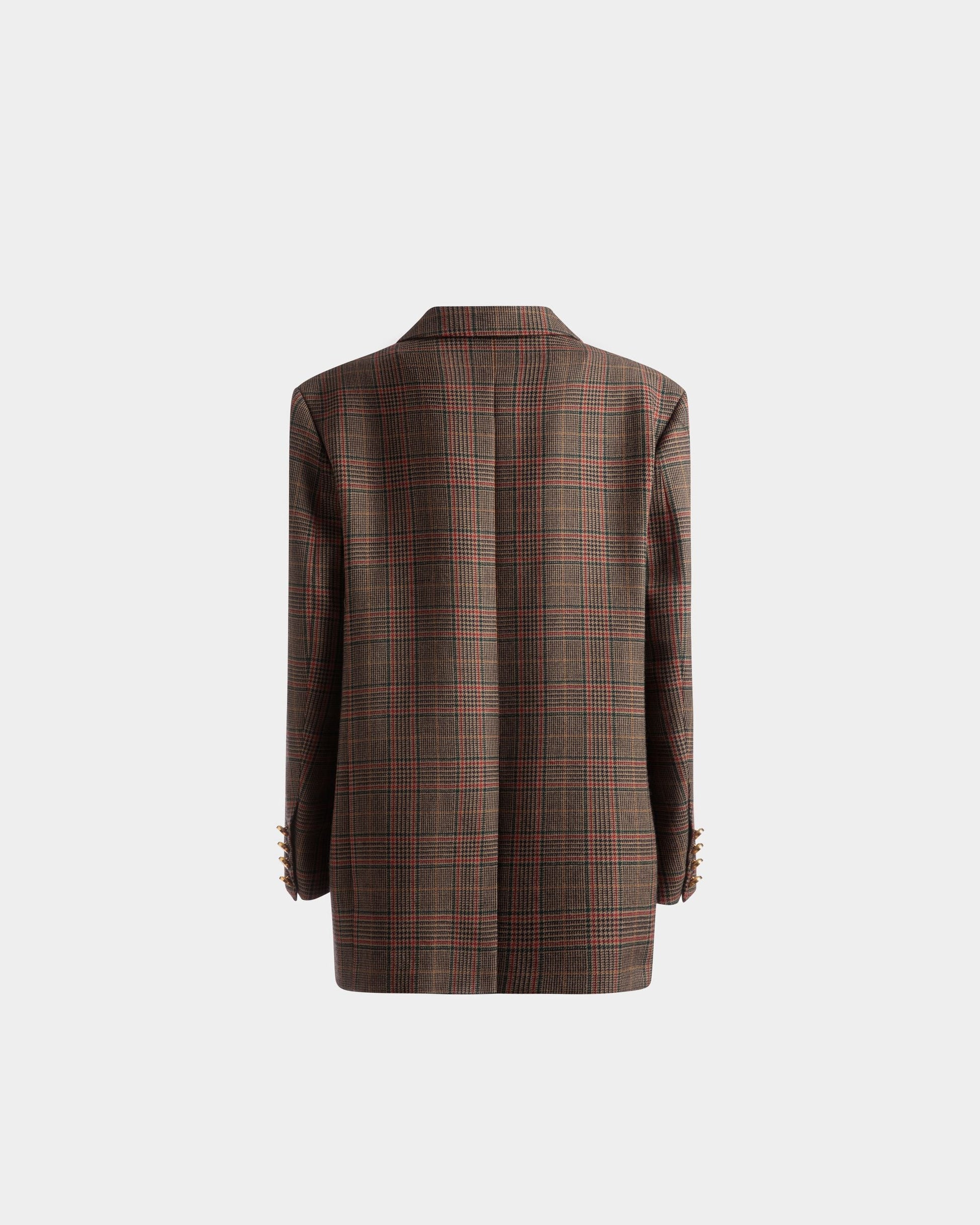 Checked Jacket | Women's Outerwear | Multicolor Wool | Bally | Still Life Back