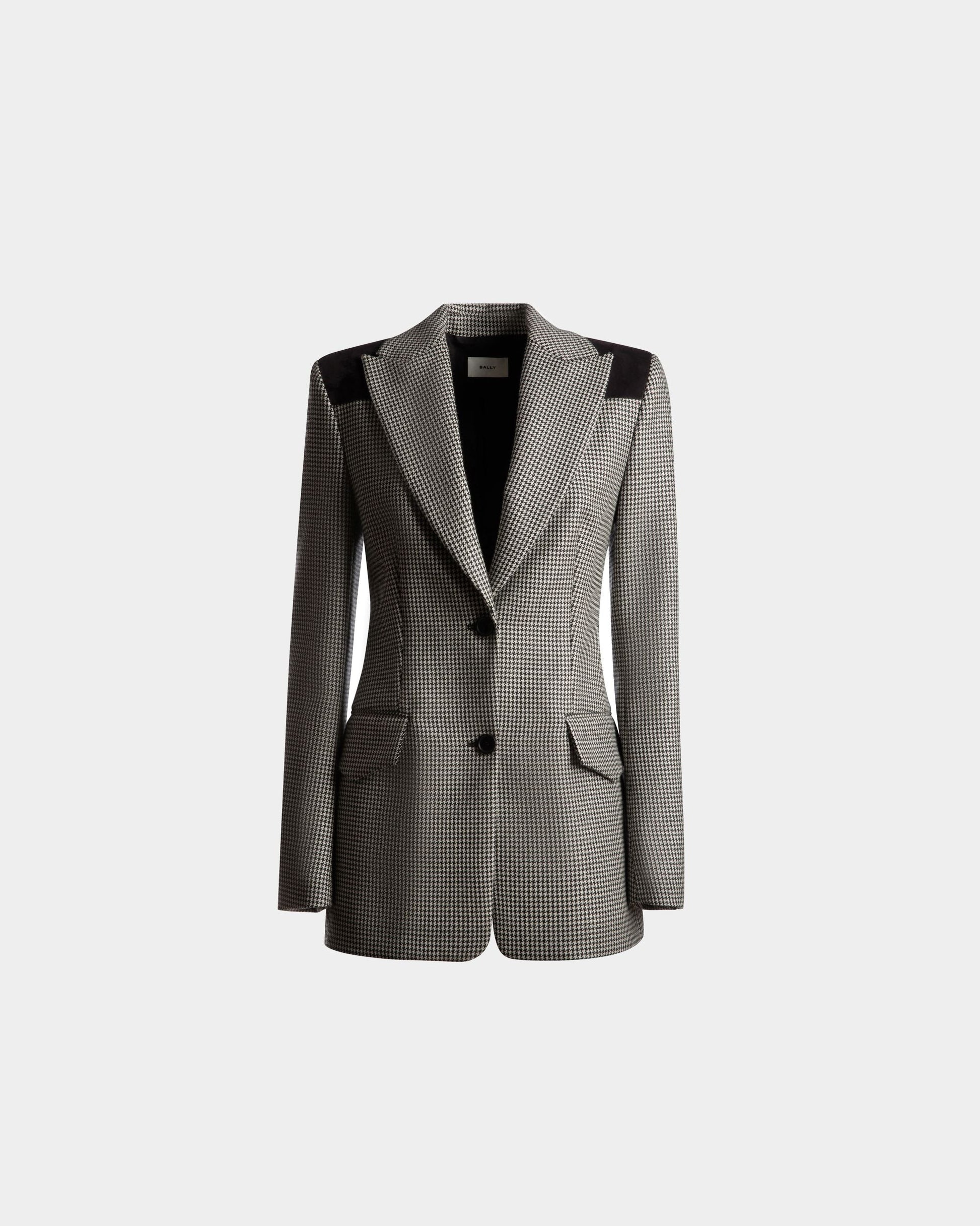 Dogtooth Jacket | Women's Jacket | Black And White Wool | Bally | Still Life Front