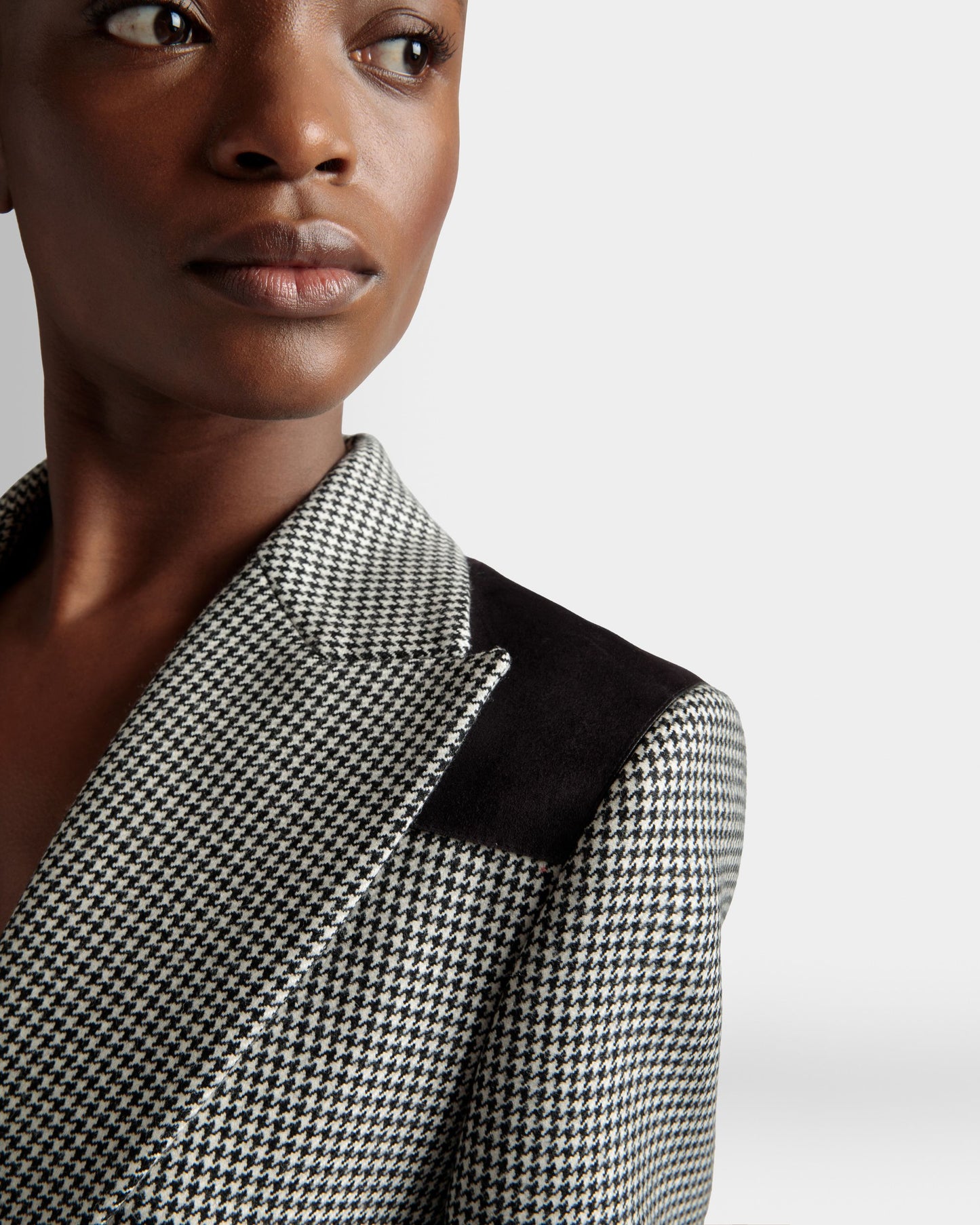 Dogtooth Jacket | Women's Jacket | Black And White Wool | Bally | On Model Detail