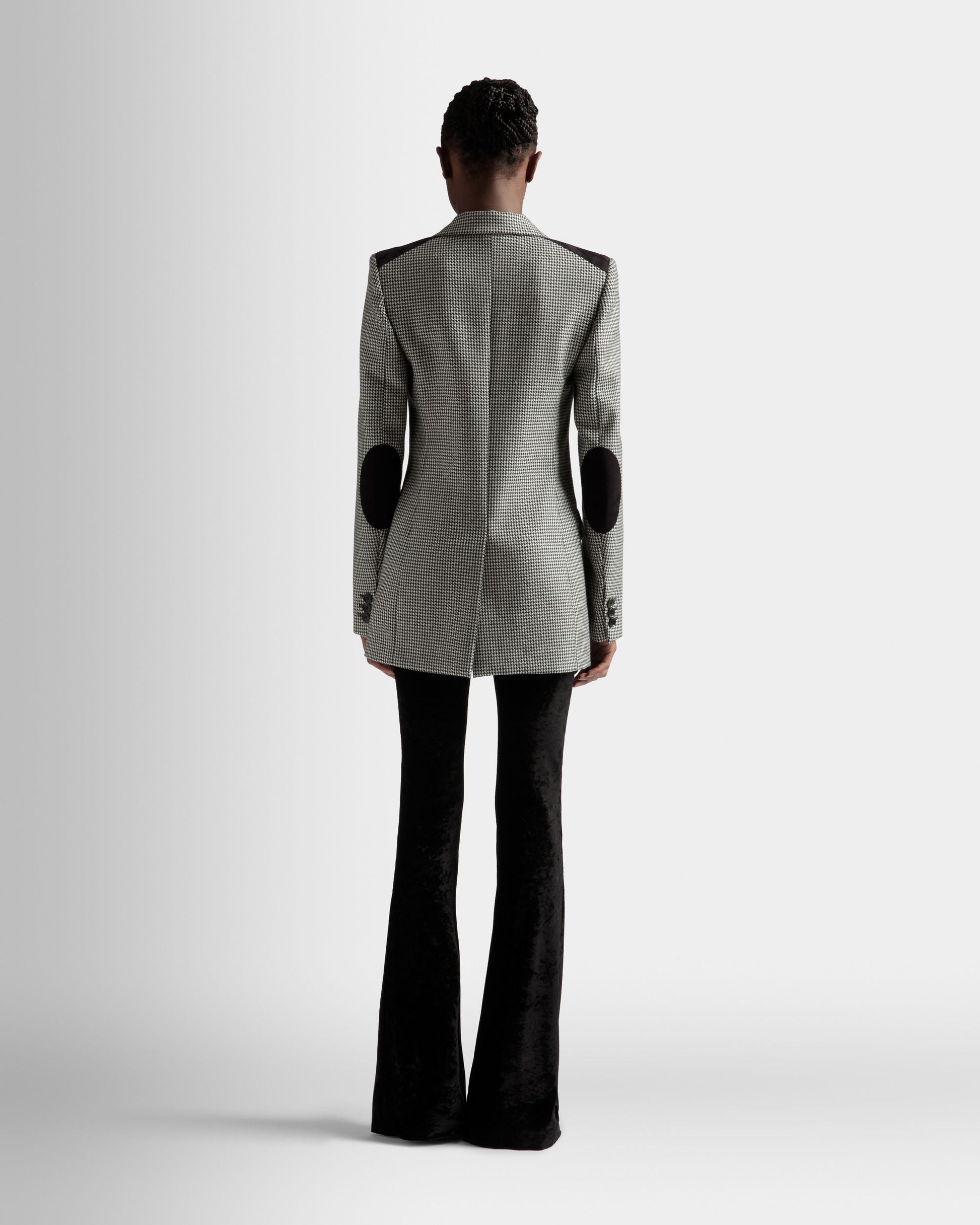 Dogtooth Jacket | Women's Jacket | Black And White Wool | Bally | On Model Back
