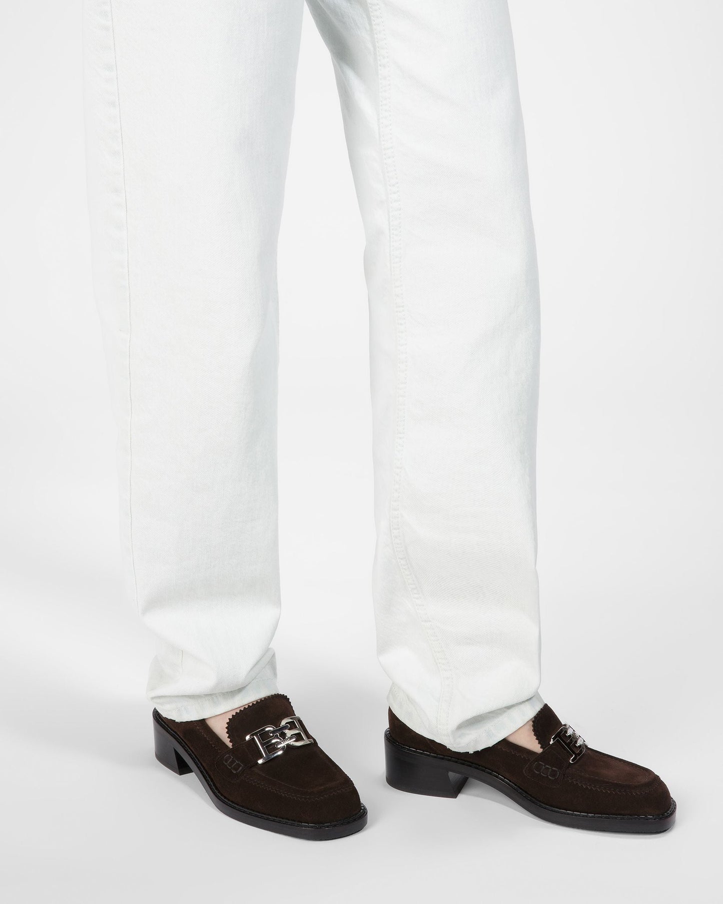 Ellyane Leather Moccasins In Ebony Brown