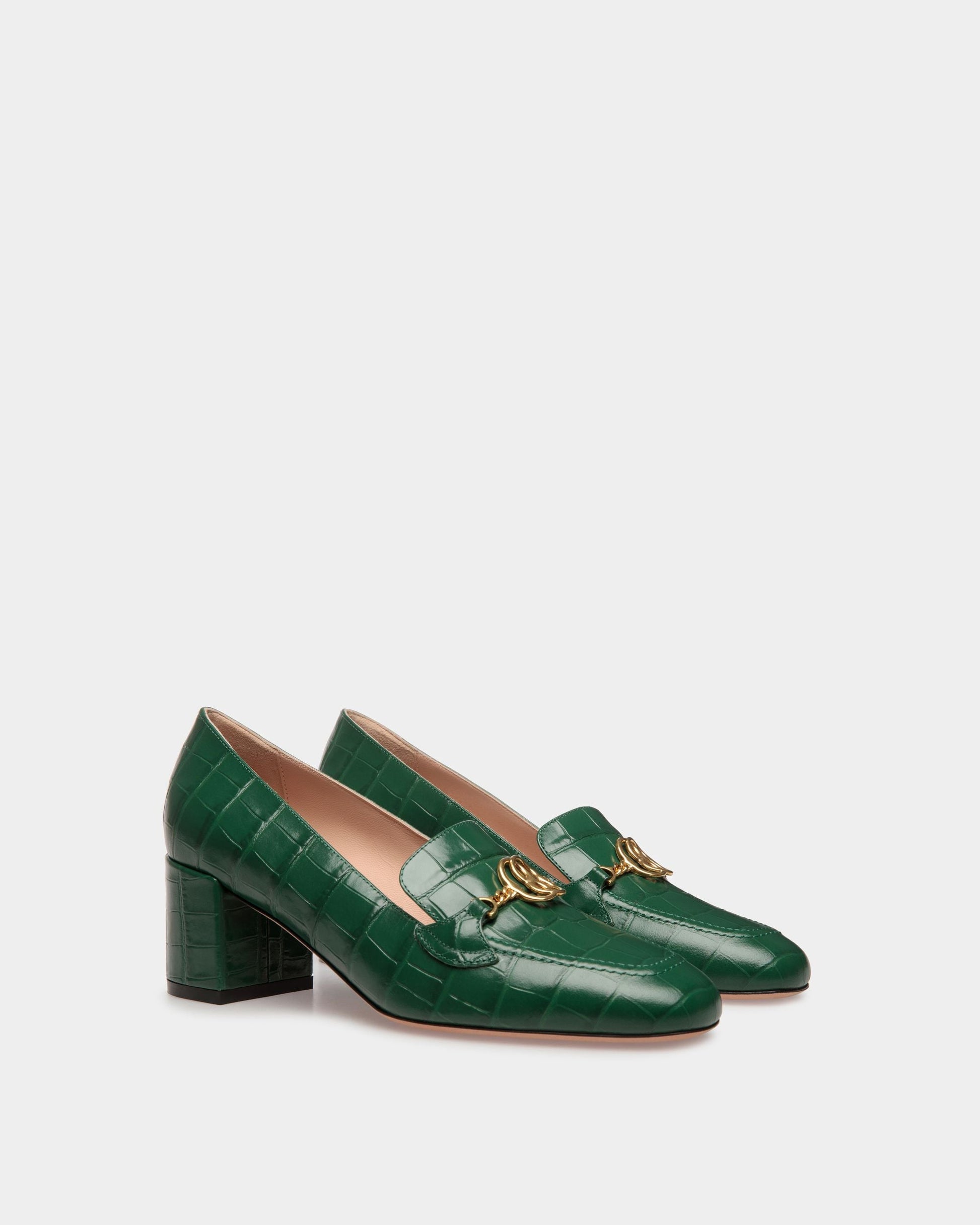 Obrien | Women's Pumps |Kelly Green Leather | Bally | Still Life 3/4 Front