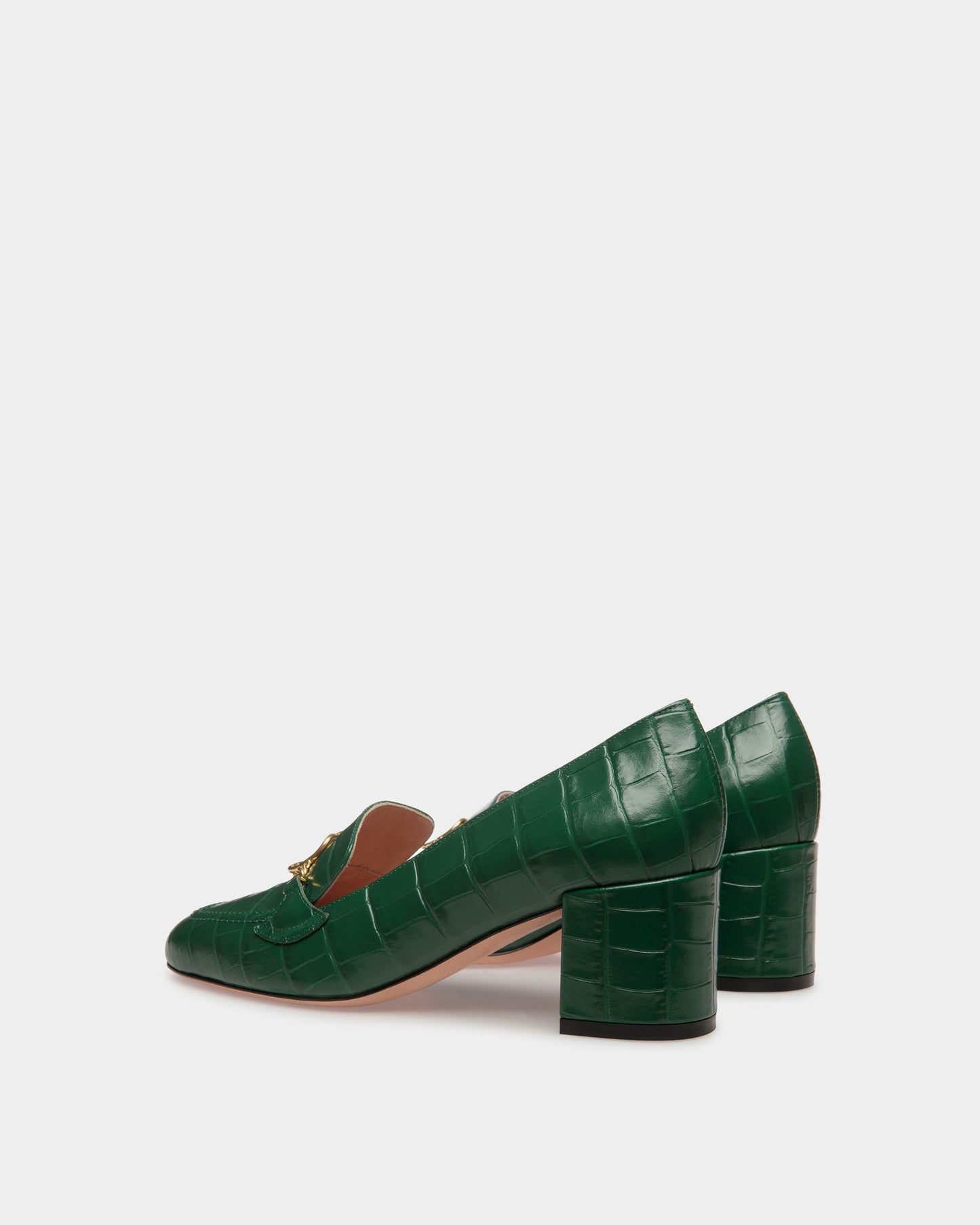 Obrien | Women's Pumps |Kelly Green Leather | Bally | Still Life 3/4 Back