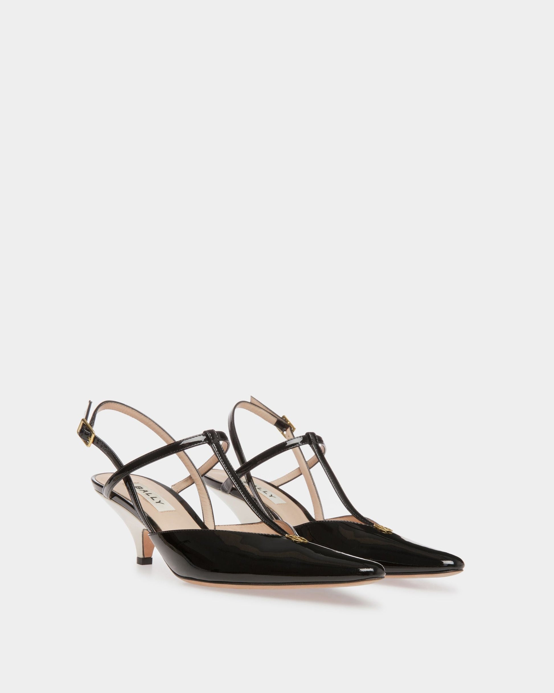 Karline | Women's Pumps | Black And Bone Leather | Bally | Still Life 3/4 Front