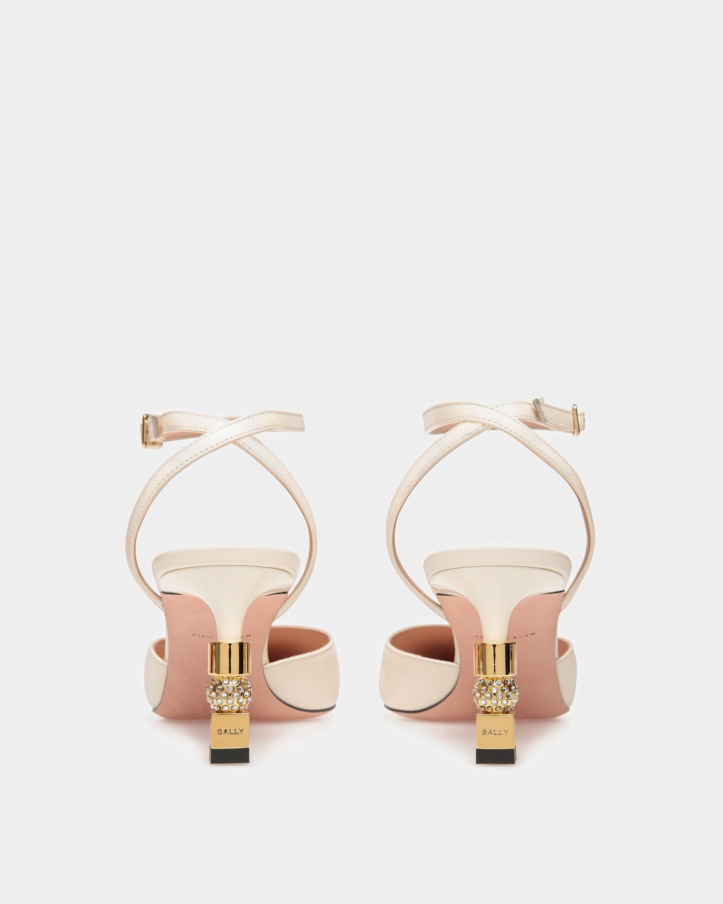 Block Ankle Strap Pump In Leather