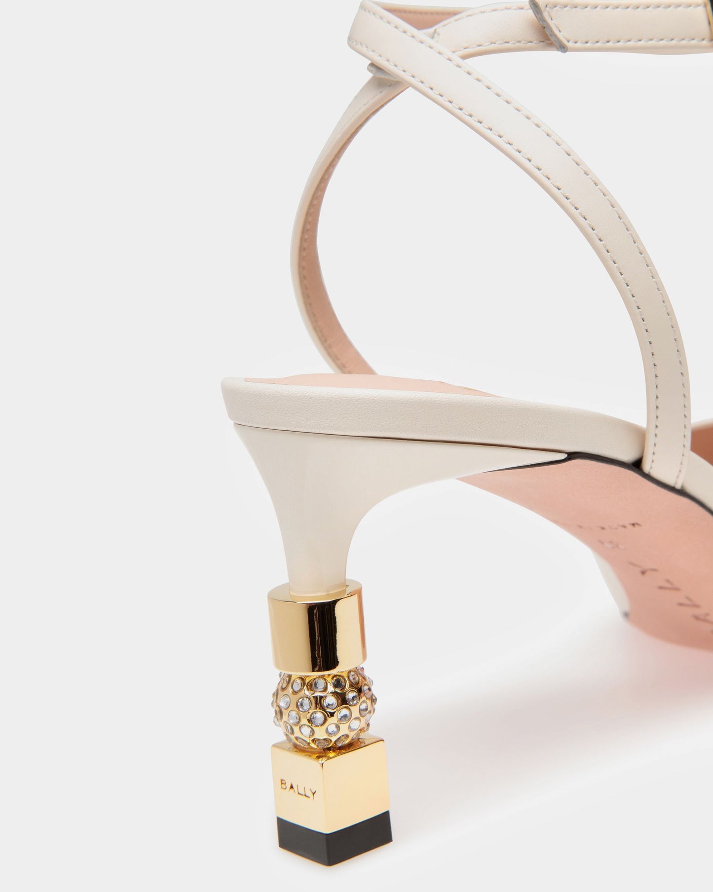 Block Ankle Strap Pump In Leather
