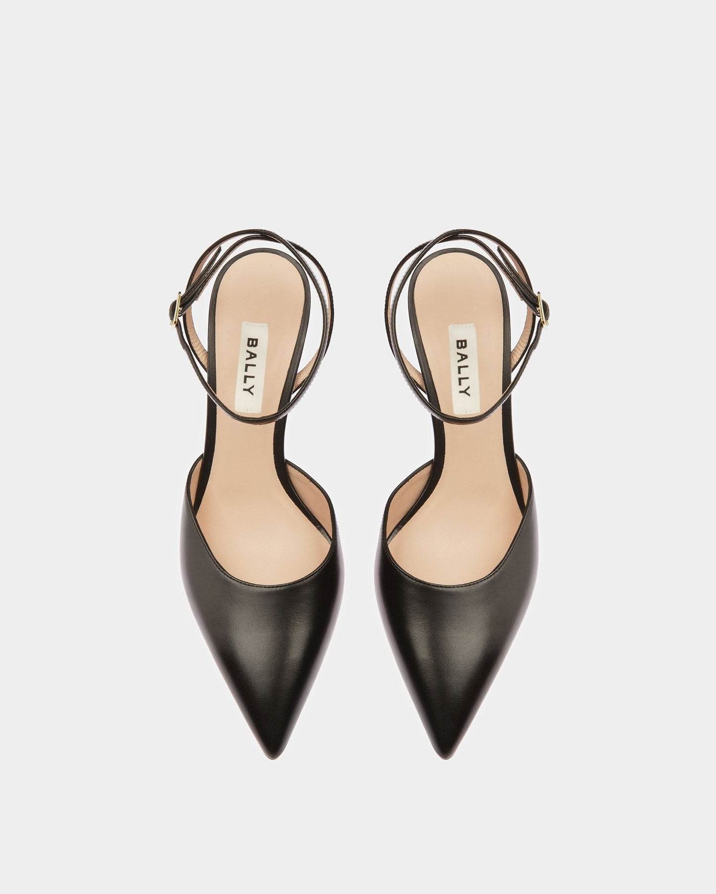 Block Ankle Strap Pump In Leather