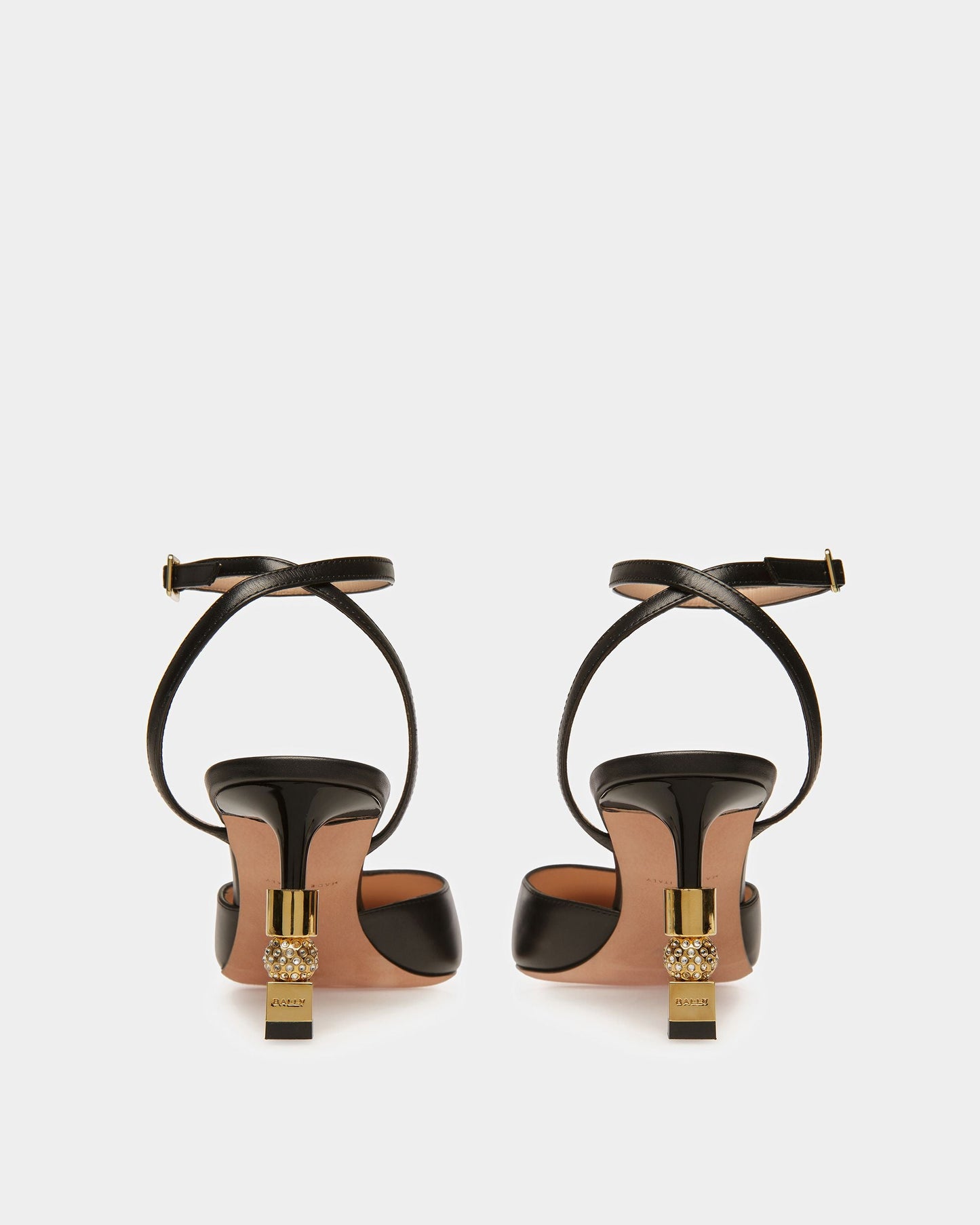 Block Ankle Strap Pump In Leather