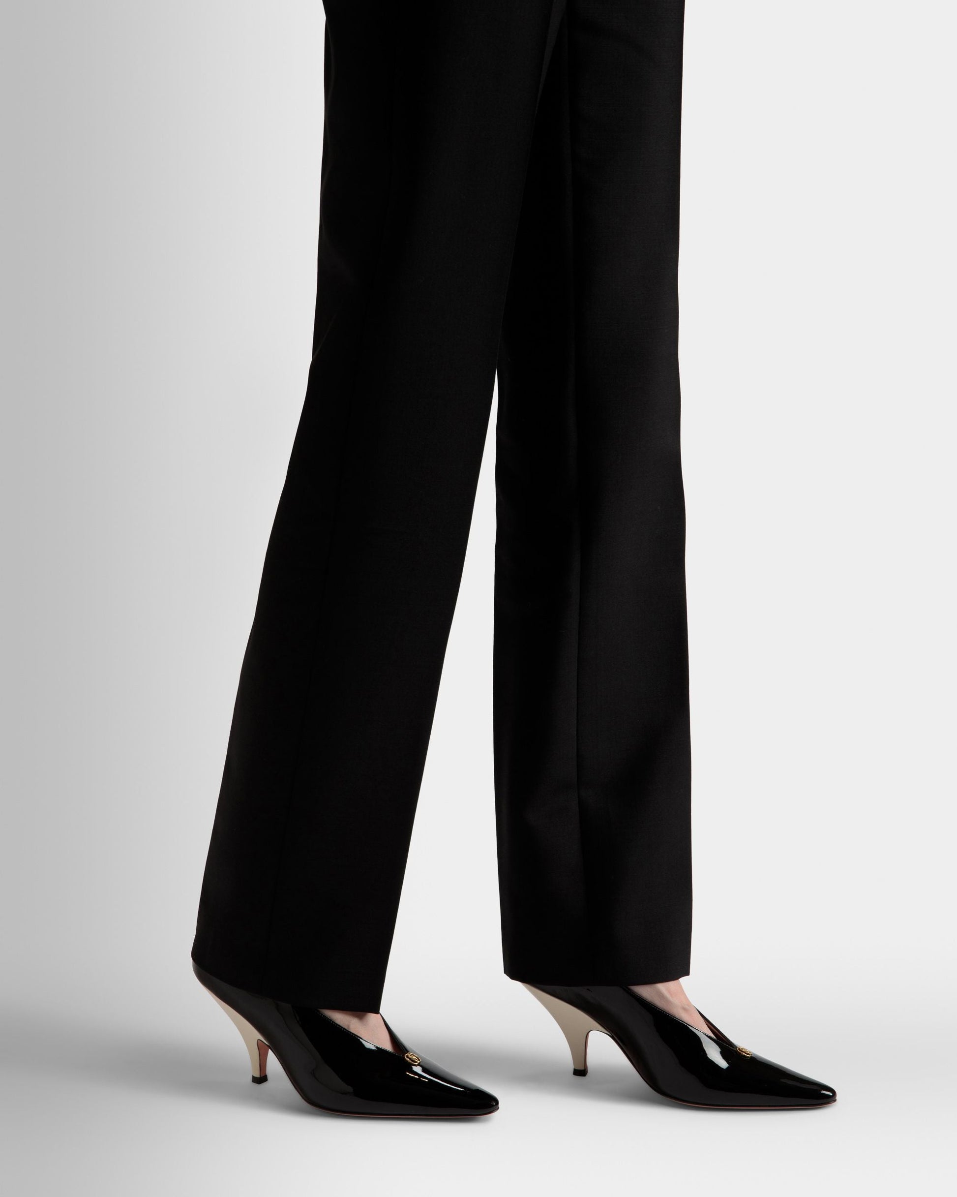 Kata | Women's Pumps | Black Leather | Bally | On Model Close Up