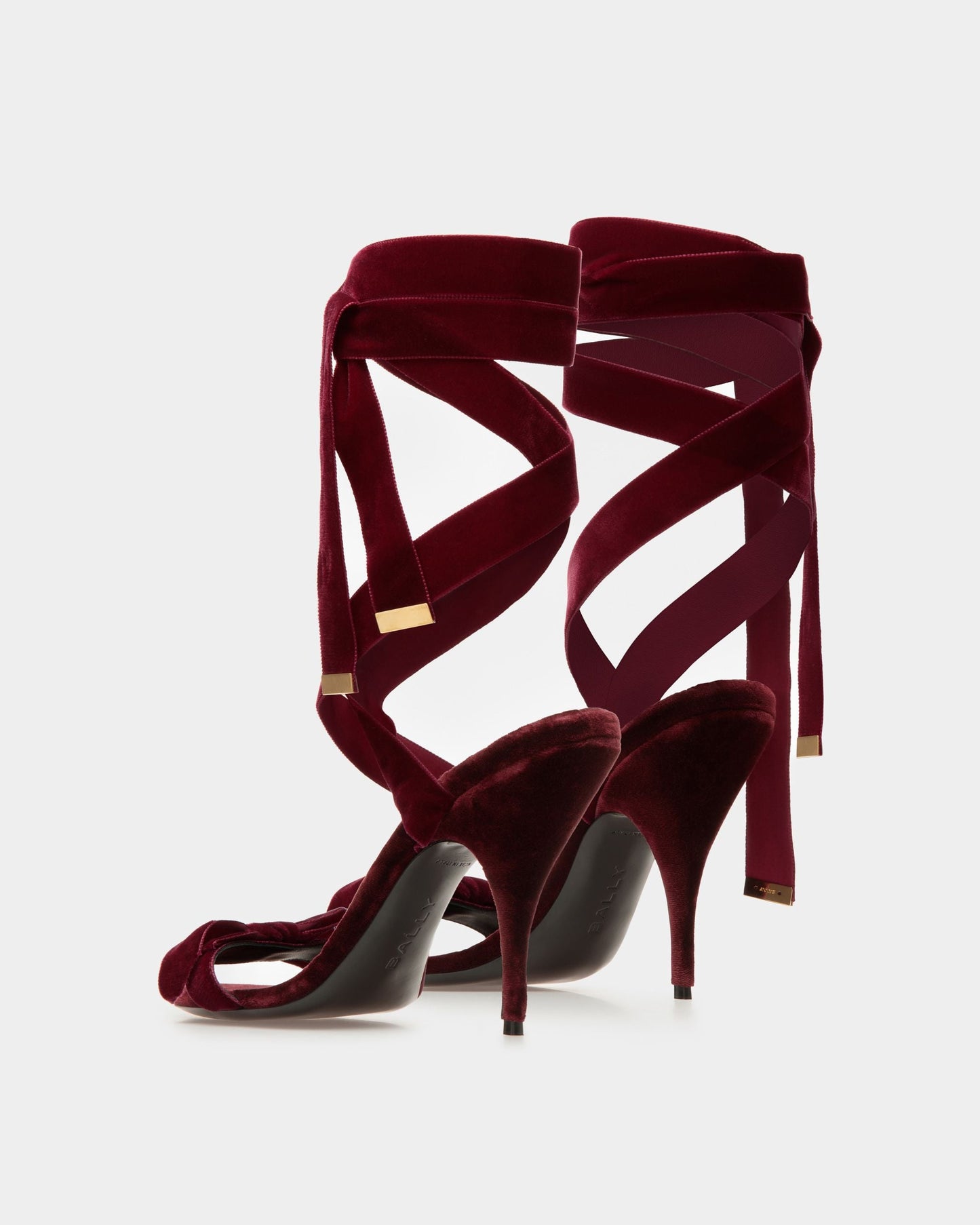 Annita | Women's Sandals | Burgundy Velvet | Bally | Still Life 3/4 Front