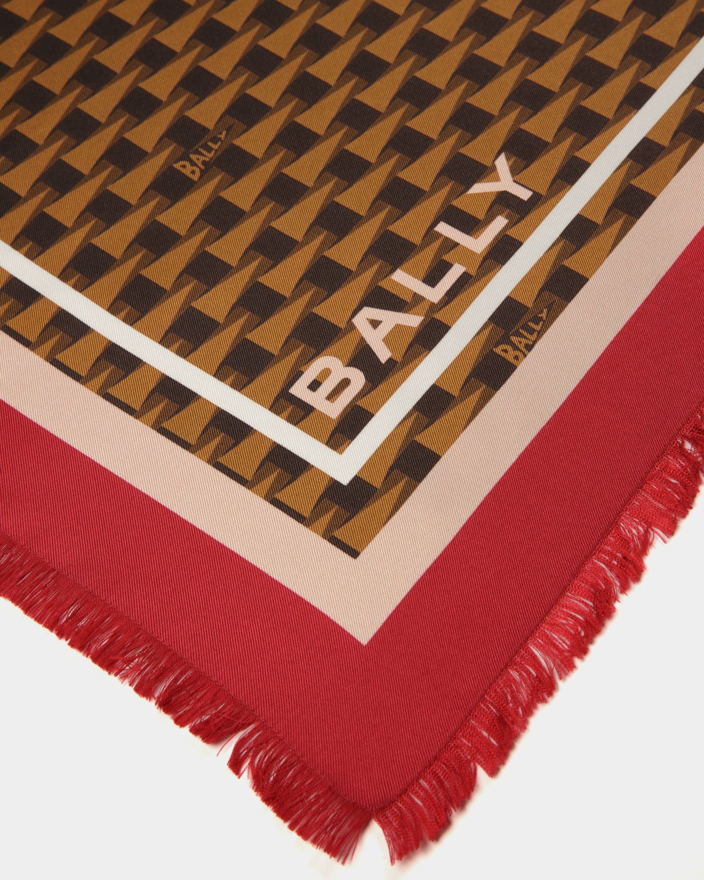 Pennant Print Square Scarf | Women's Scarf | Desert Silk | Bally | Still Life Detail