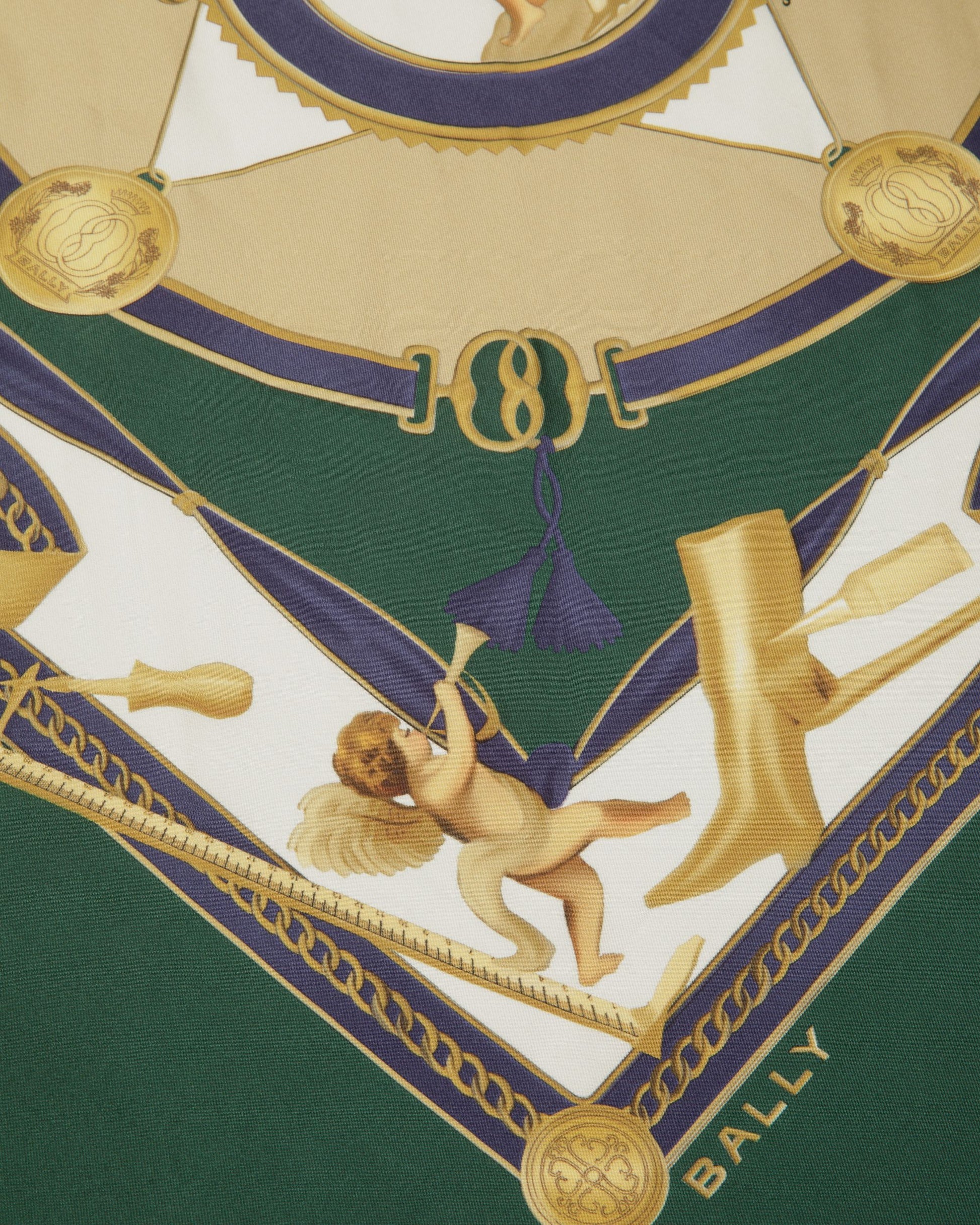 Printed Scarf | Women's Scarf | Kelly Green Silk | Bally | Still Life Detail