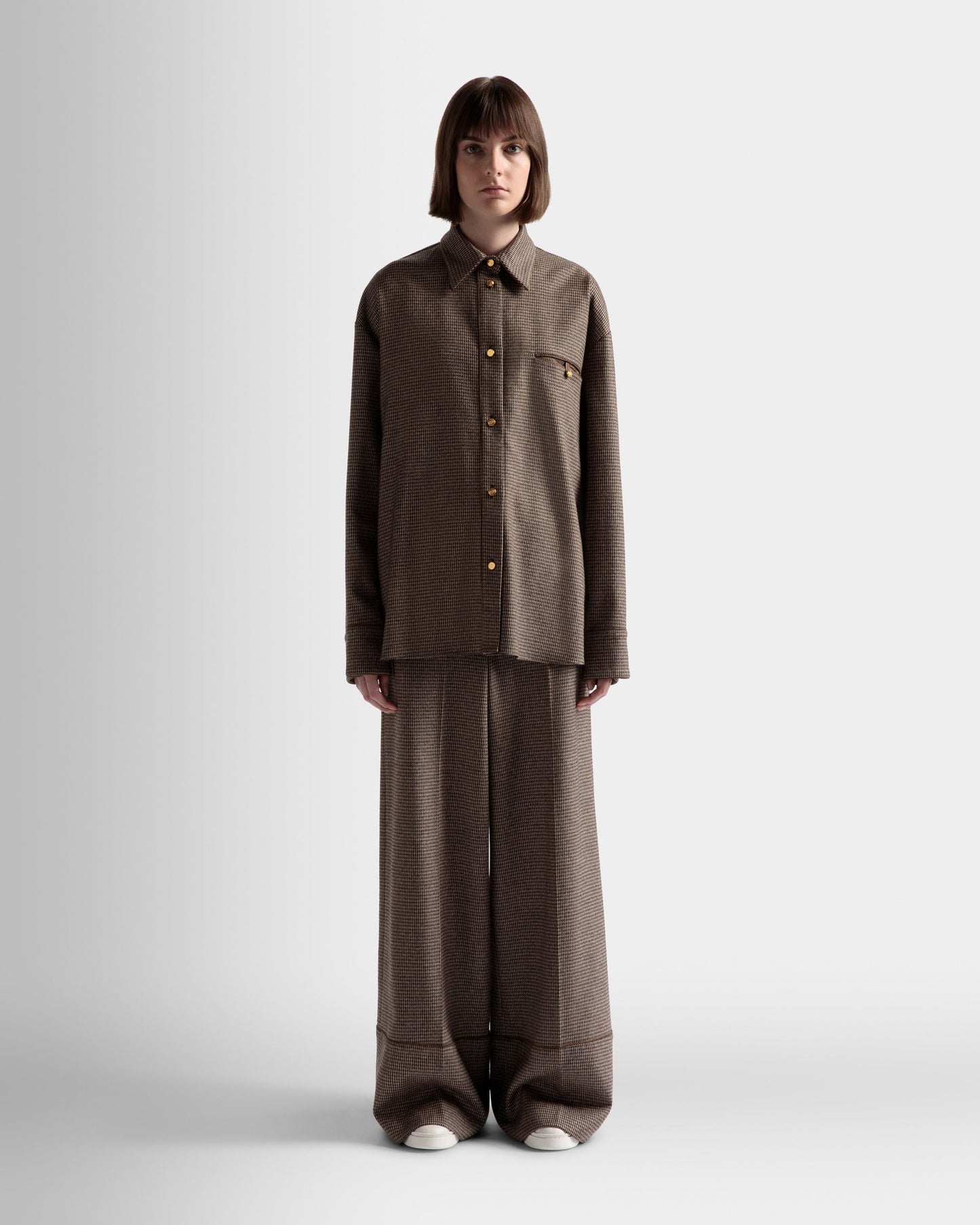 Dogtooth shirt | Women's Shirt | Desert Wool | Bally | On Model Front