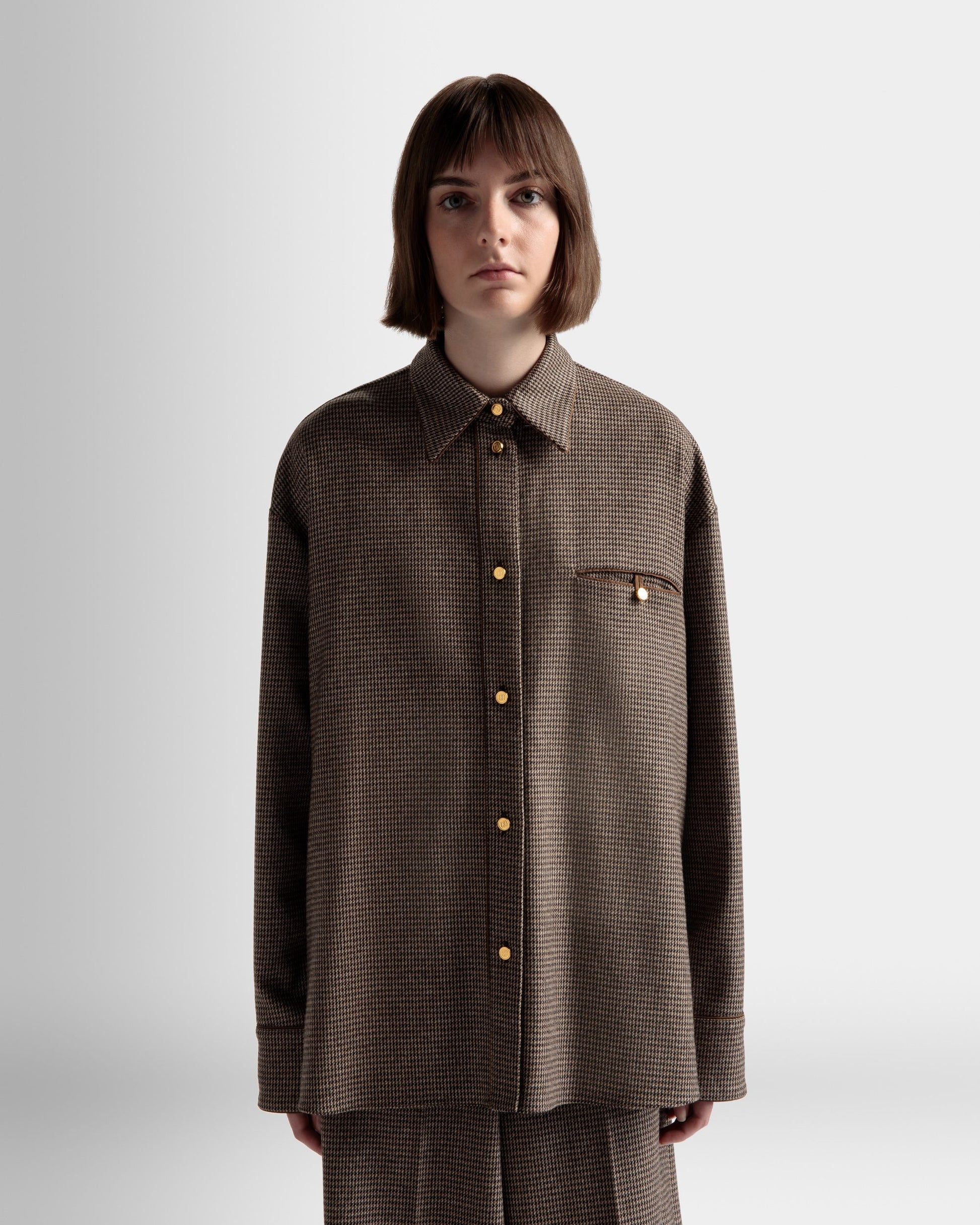 Dogtooth shirt | Women's Shirt | Desert Wool | Bally | On Model Close Up