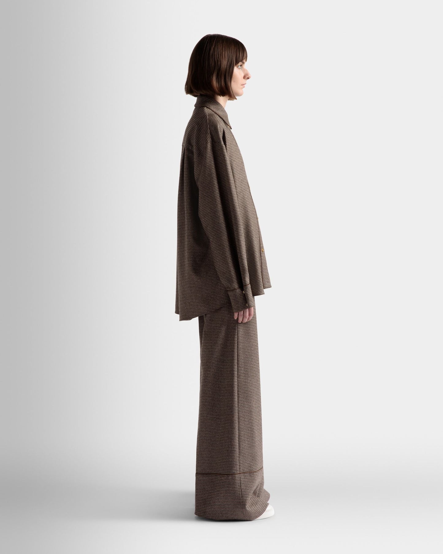 Dogtooth shirt | Women's Shirt | Desert Wool | Bally | On Model 3/4 Front