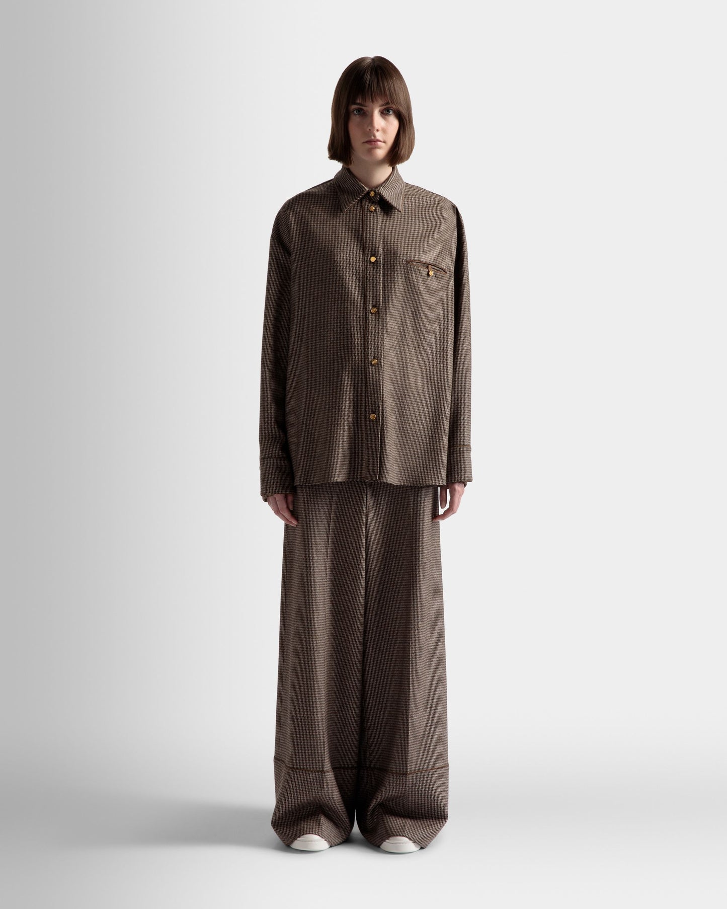 Dogtooth shirt | Women's Shirt | Desert Wool | Bally | On Model Front
