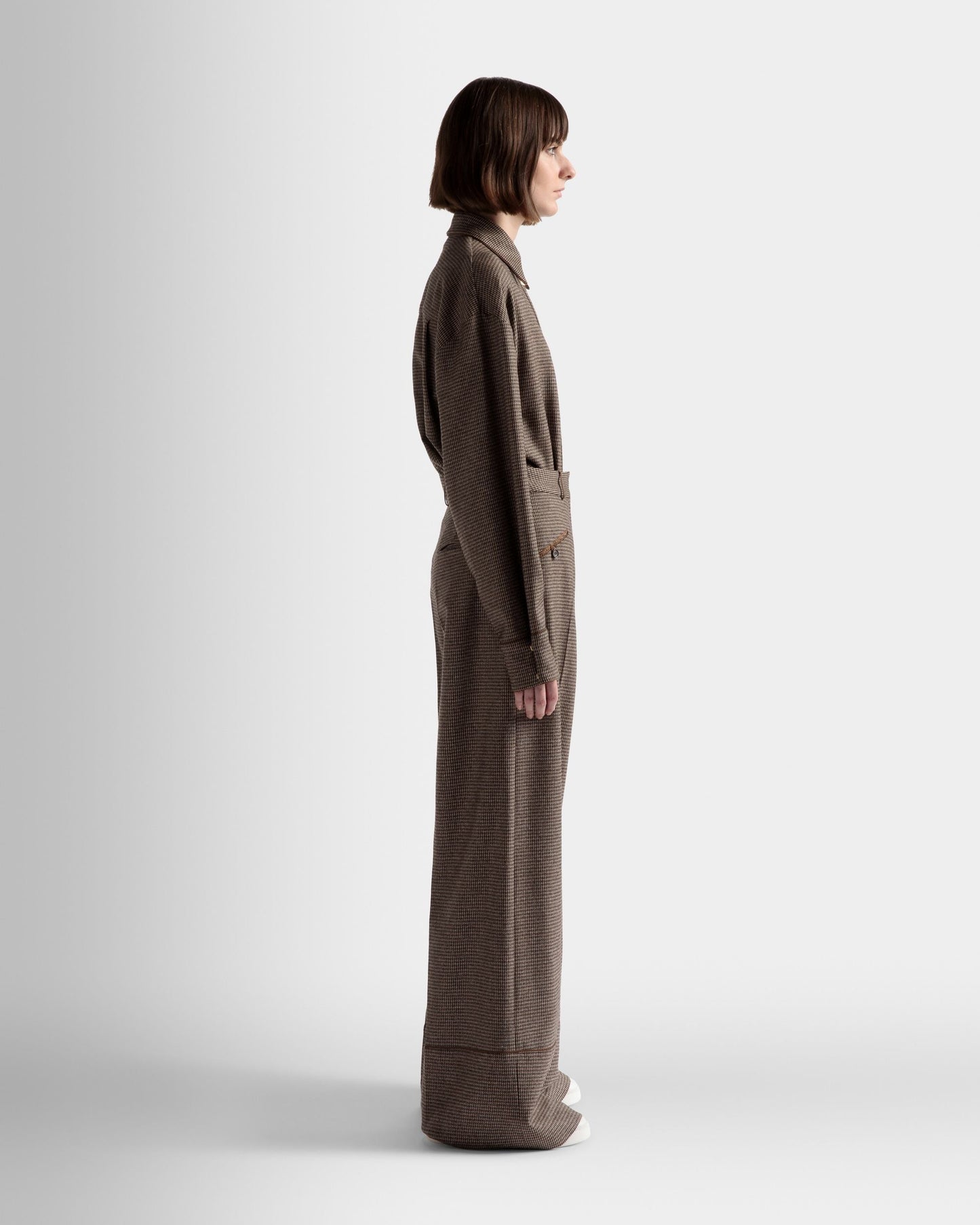 Dogtooth shirt | Women's Shirt | Desert Wool | Bally | On Model 3/4 Front